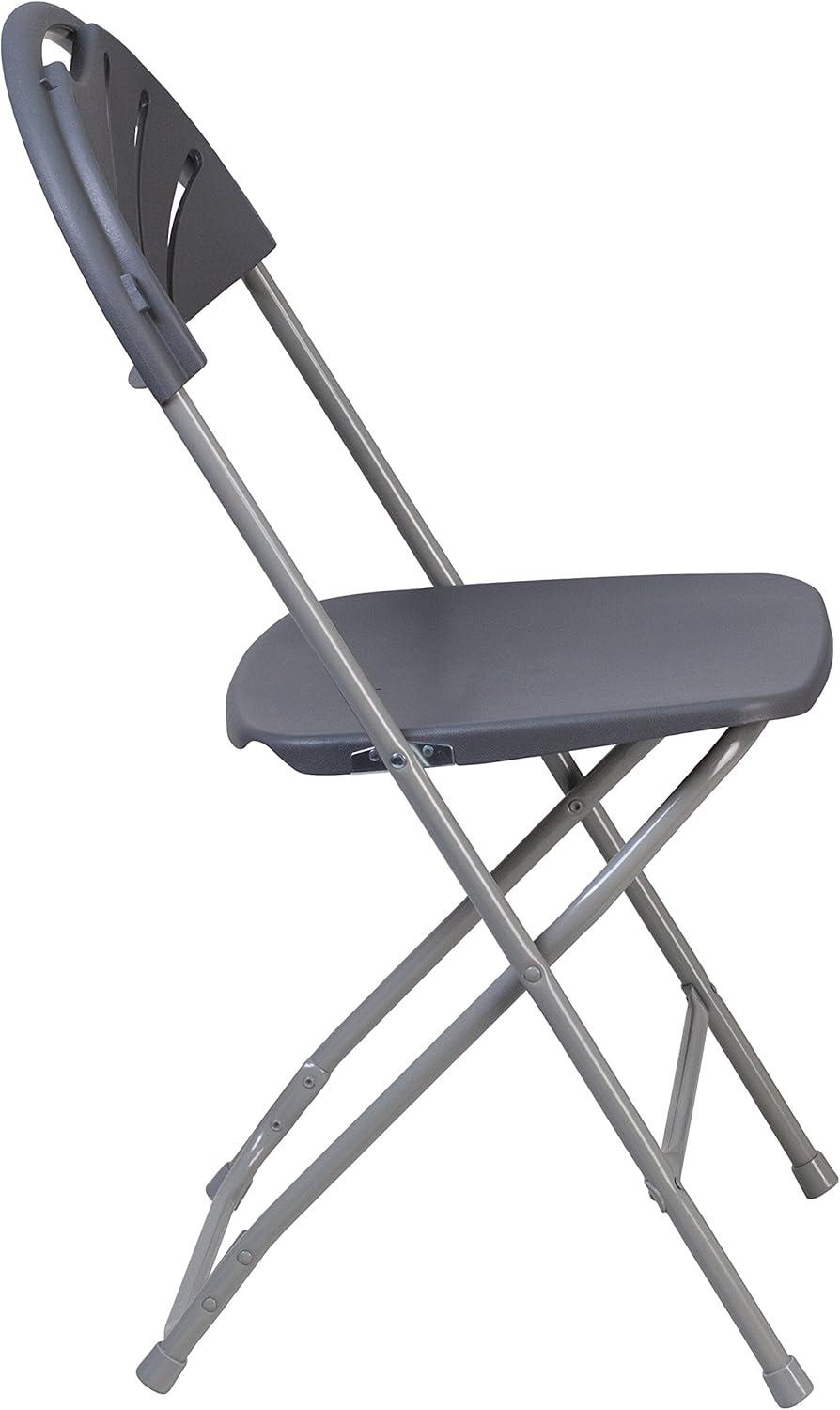imageFlash Furniture Hercules Series Plastic Folding Chairs with Carrying Handle Lightweight Commercial Event Seats 650lb Static Weight Capacity Set of 8 WhiteCharcoal