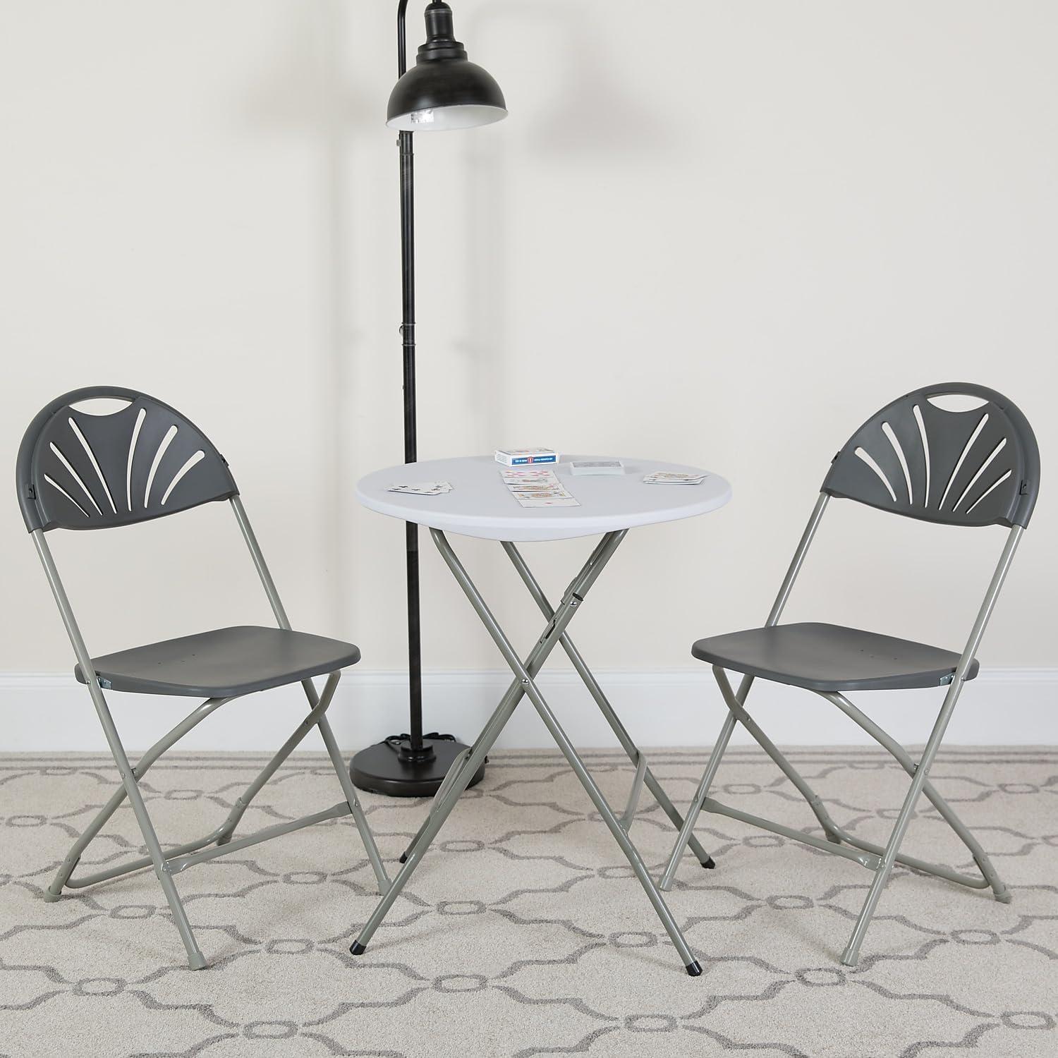 imageFlash Furniture Hercules Series Plastic Folding Chairs with Carrying Handle Lightweight Commercial Event Seats 650lb Static Weight Capacity Set of 8 WhiteCharcoal