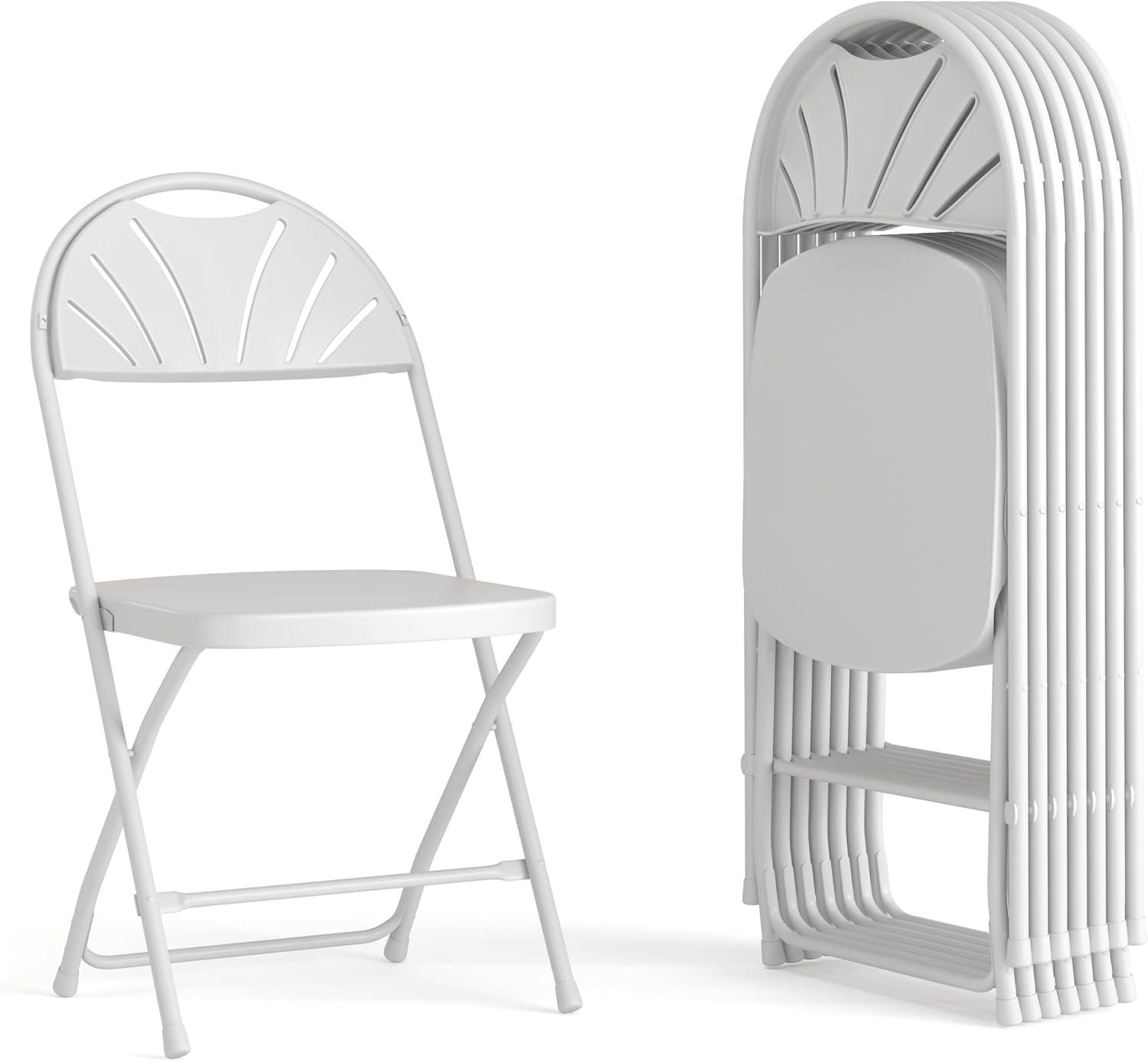 imageFlash Furniture Hercules Series Plastic Folding Chairs with Carrying Handle Lightweight Commercial Event Seats 650lb Static Weight Capacity Set of 8 WhiteWhite