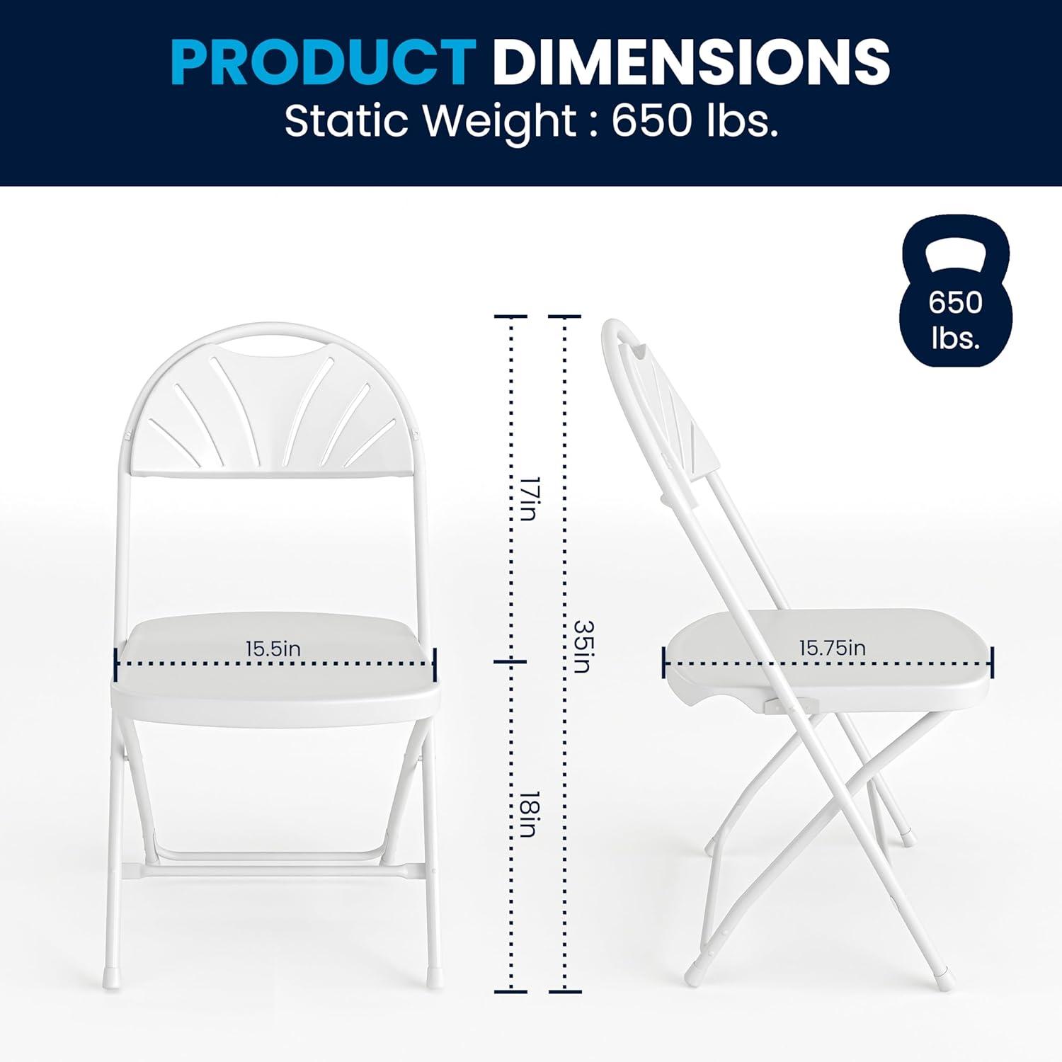 imageFlash Furniture Hercules Series Plastic Folding Chairs with Carrying Handle Lightweight Commercial Event Seats 650lb Static Weight Capacity Set of 8 WhiteWhite
