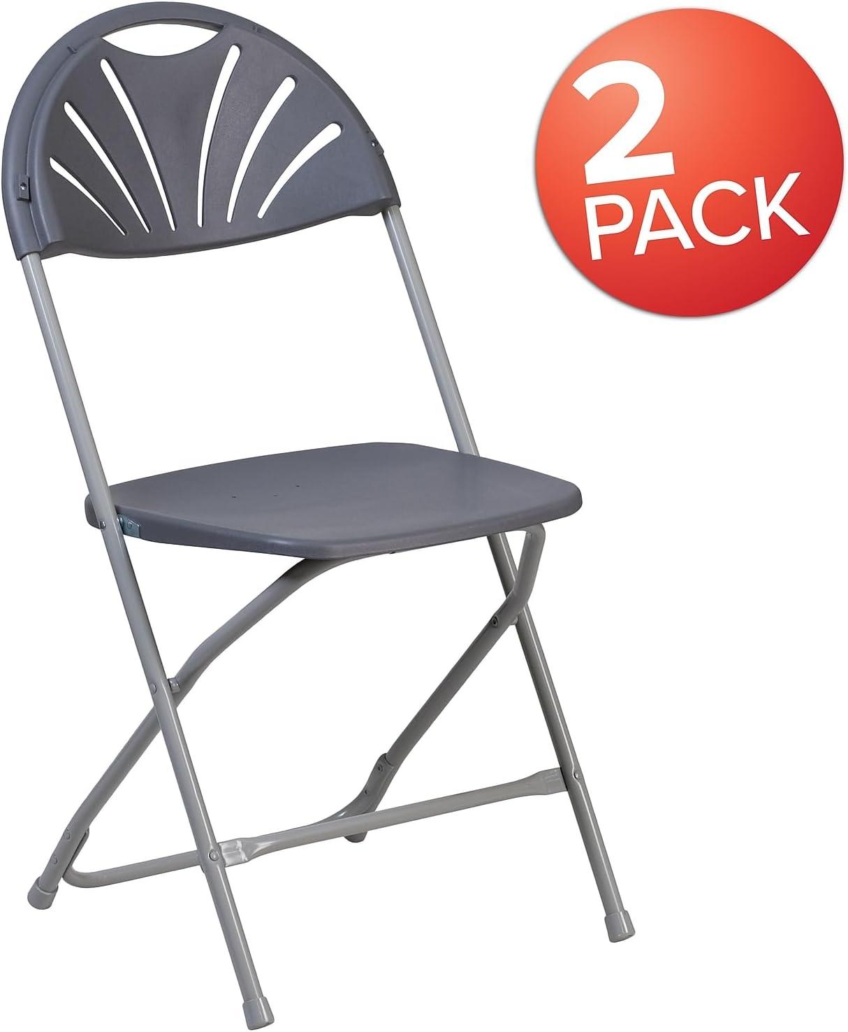 imageFlash Furniture Hercules Series Plastic Folding Chairs with Carrying Handle Lightweight Commercial Event Seats 650lb Static Weight Capacity Set of 8 WhiteCharcoal