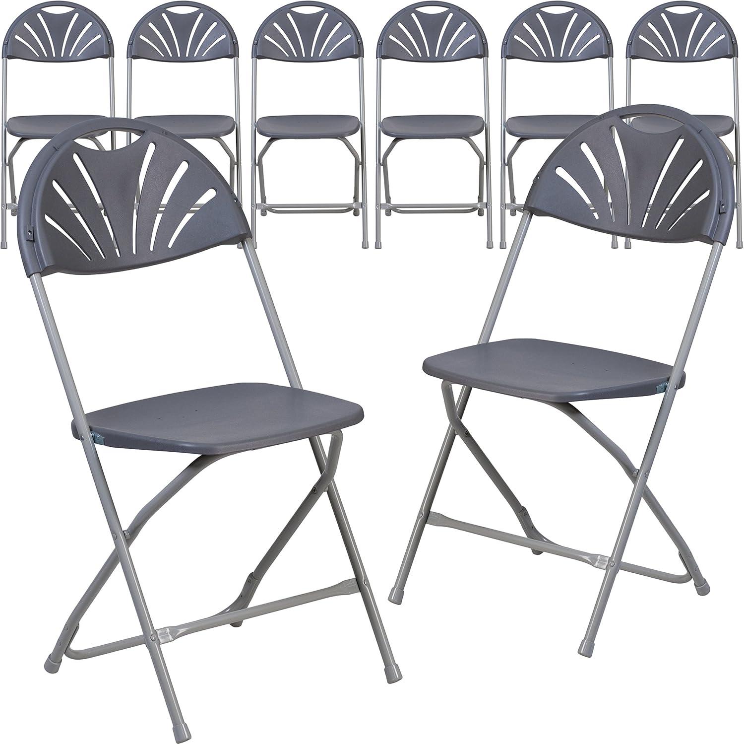 imageFlash Furniture Hercules Series Plastic Folding Chairs with Carrying Handle Lightweight Commercial Event Seats 650lb Static Weight Capacity Set of 8 WhiteCharcoal