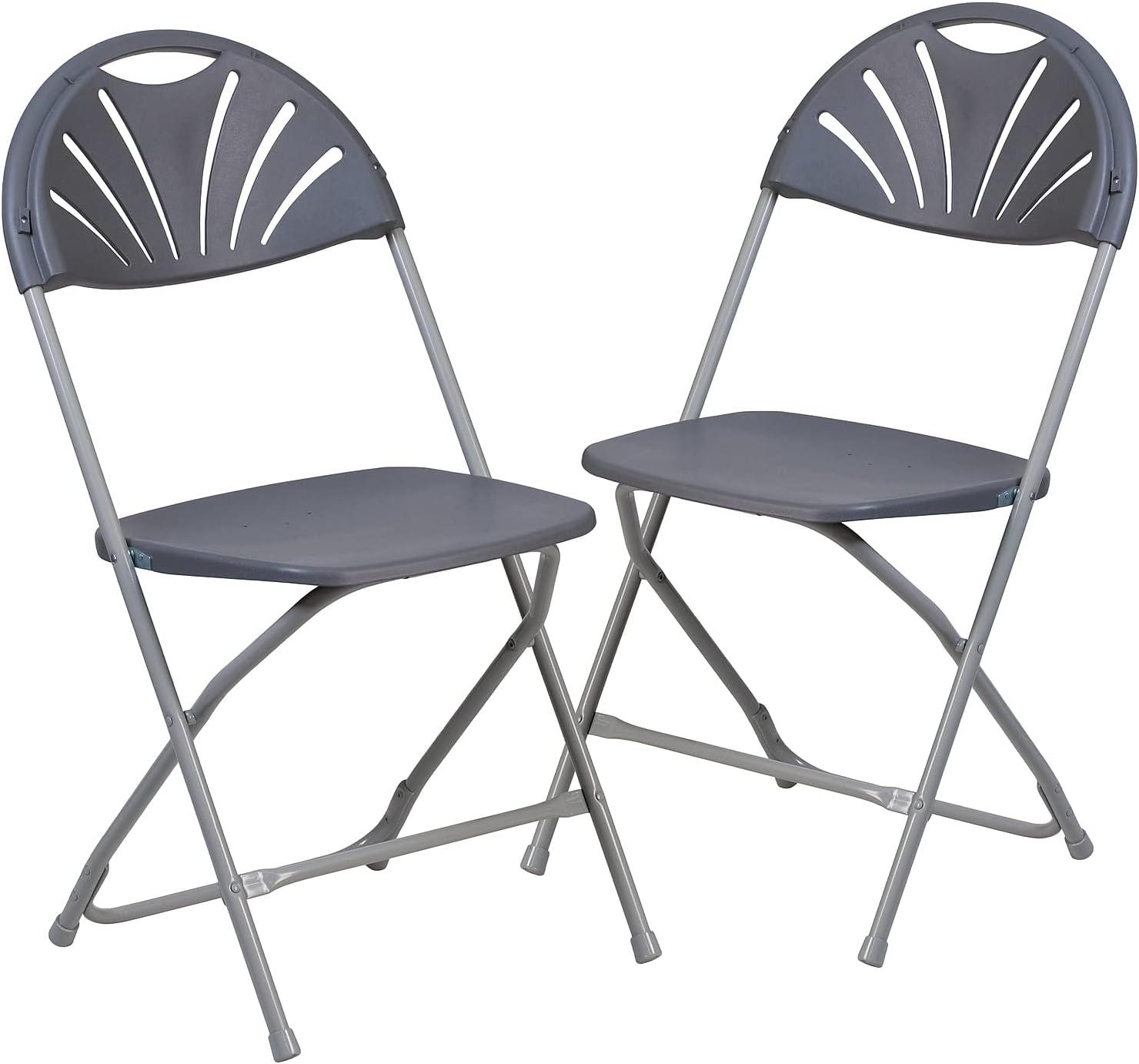 imageFlash Furniture Hercules Series Plastic Folding Chairs with Carrying Handle Lightweight Commercial Event Seats 650lb Static Weight Capacity Set of 8 WhiteCharcoal