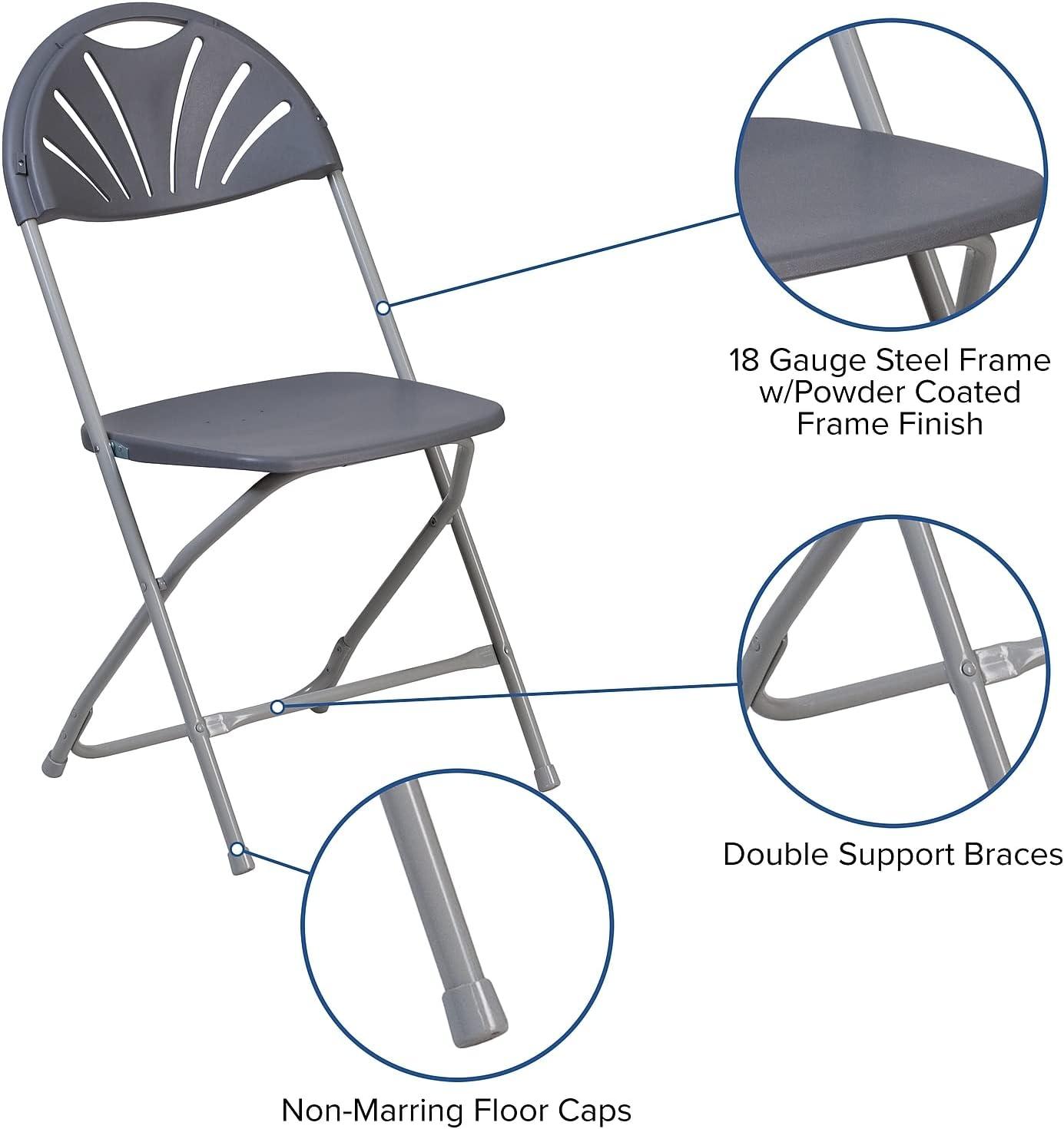 imageFlash Furniture Hercules Series Plastic Folding Chairs with Carrying Handle Lightweight Commercial Event Seats 650lb Static Weight Capacity Set of 8 WhiteCharcoal