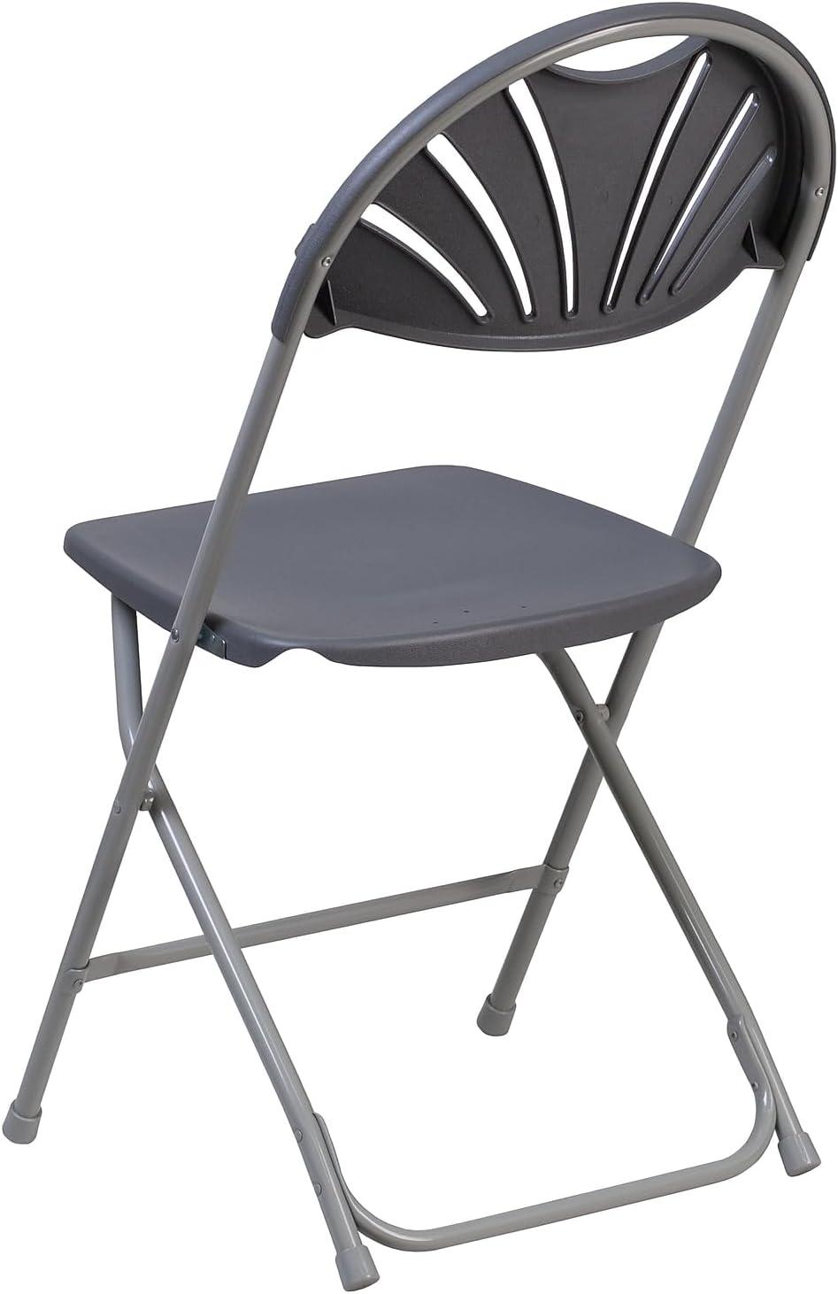 imageFlash Furniture Hercules Series Plastic Folding Chairs with Carrying Handle Lightweight Commercial Event Seats 650lb Static Weight Capacity Set of 8 WhiteCharcoal