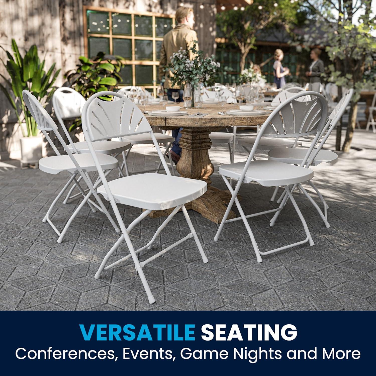 imageFlash Furniture Hercules Series Plastic Folding Chairs with Carrying Handle Lightweight Commercial Event Seats 650lb Static Weight Capacity Set of 8 WhiteWhite