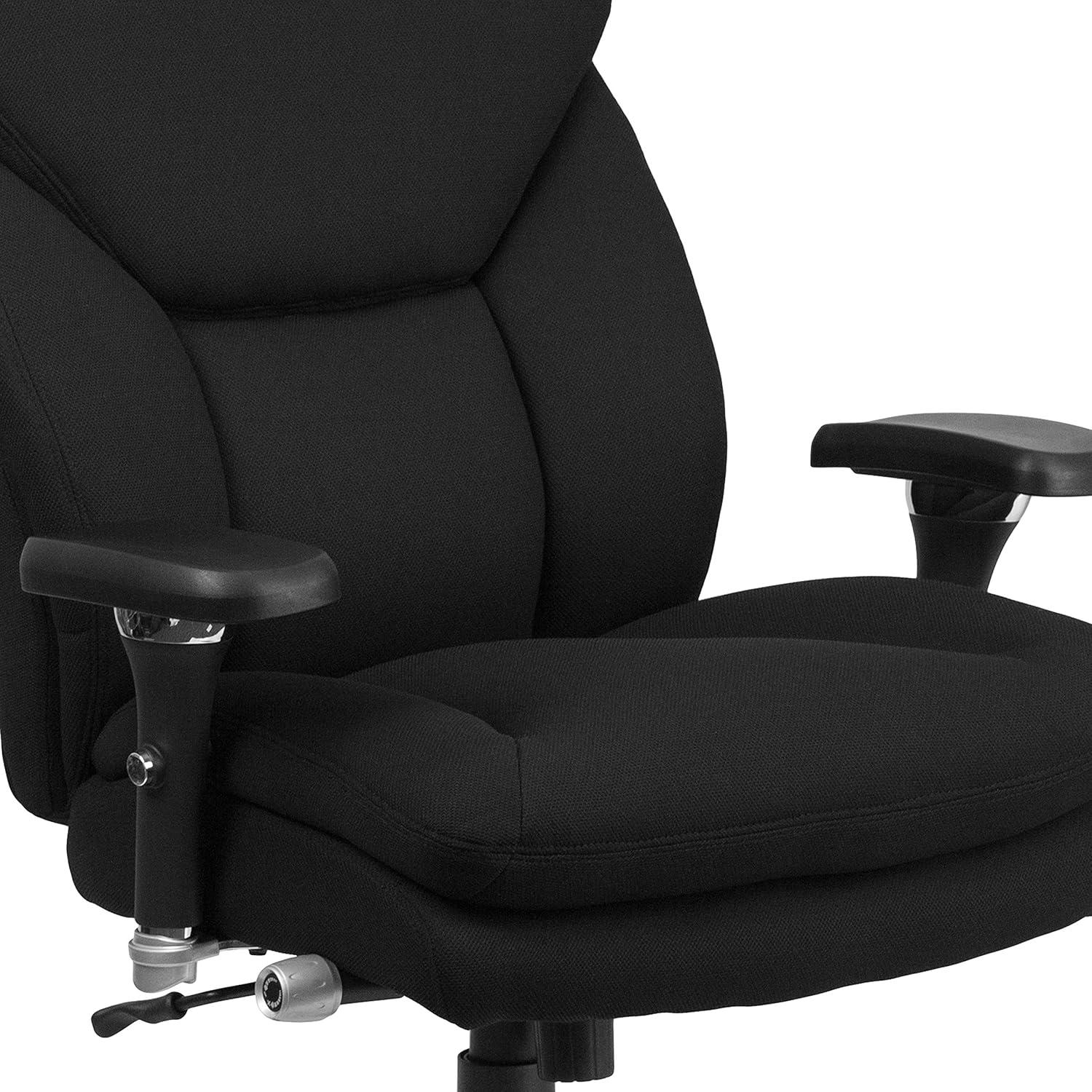 imageFlash Furniture Hercules Series Swivel Office Chair with Extra Wide Seat Ergonomic HighBack Executive Chair with Padded Seat and Arms BlackBlack Fabric