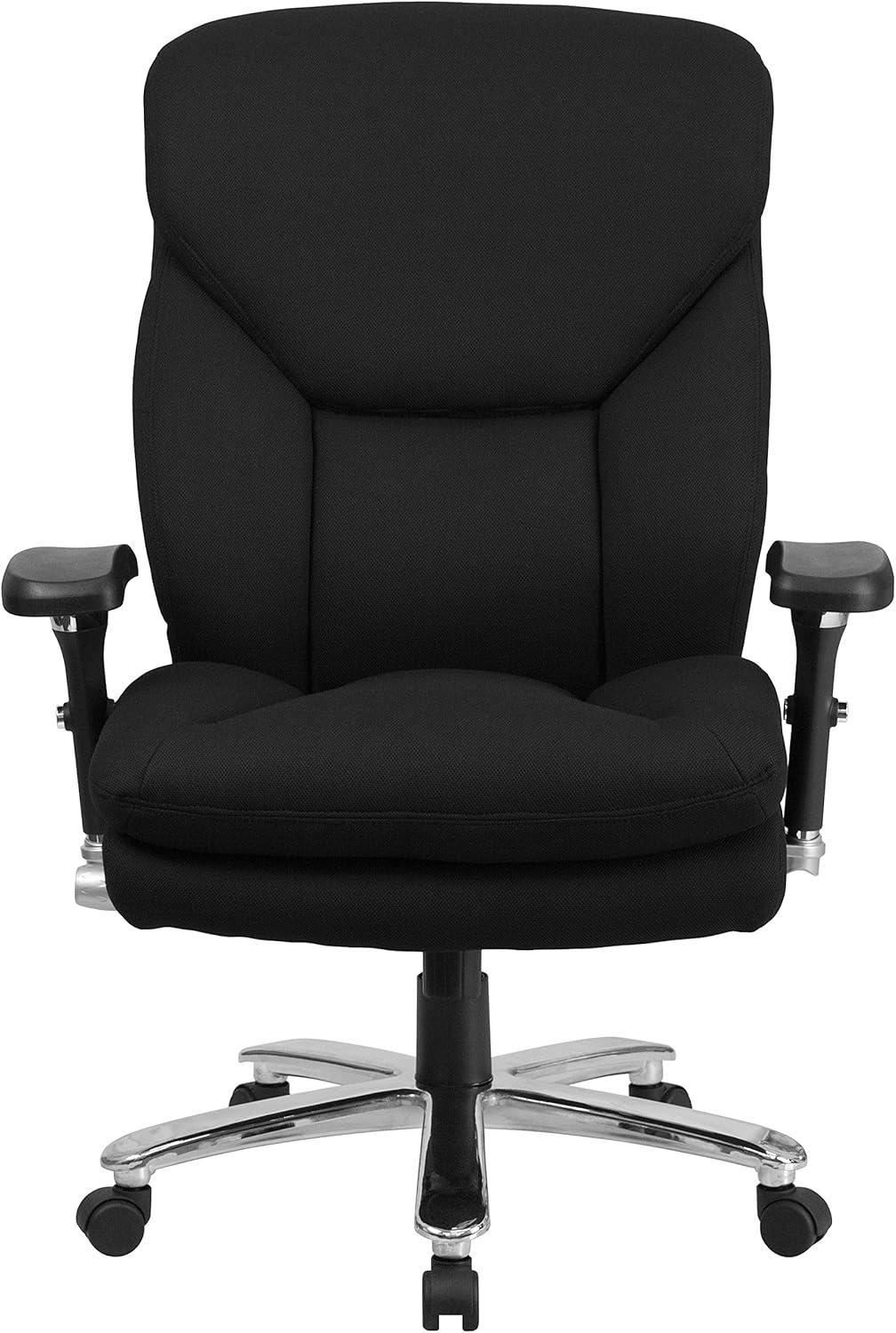 imageFlash Furniture Hercules Series Swivel Office Chair with Extra Wide Seat Ergonomic HighBack Executive Chair with Padded Seat and Arms BlackBlack Fabric