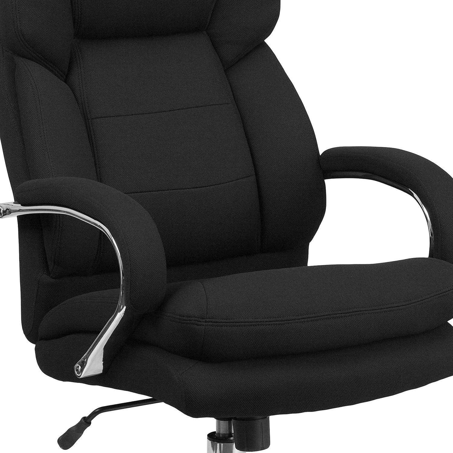 imageFlash Furniture Hercules Series Swivel Office Chair with Loop Arms Ergonomic HighBack Executive Chair with Padded Seat and Arms BlackBlack Fabric
