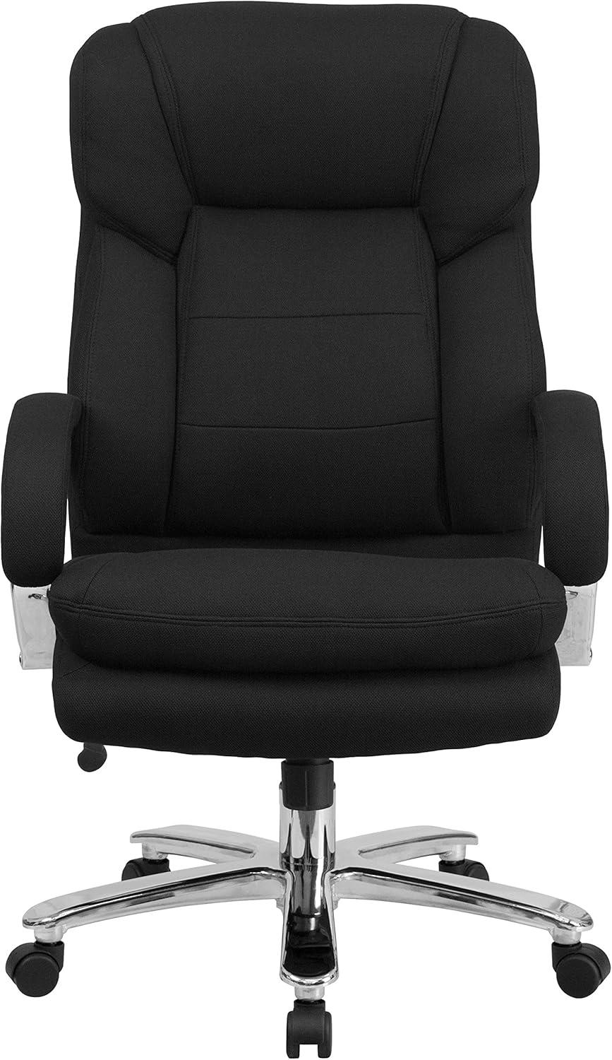 imageFlash Furniture Hercules Series Swivel Office Chair with Loop Arms Ergonomic HighBack Executive Chair with Padded Seat and Arms BlackBlack Fabric