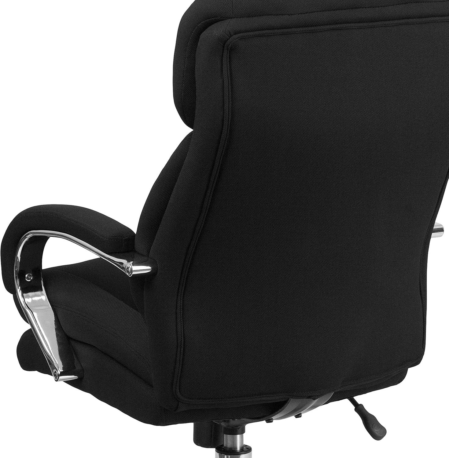 imageFlash Furniture Hercules Series Swivel Office Chair with Loop Arms Ergonomic HighBack Executive Chair with Padded Seat and Arms BlackBlack Fabric