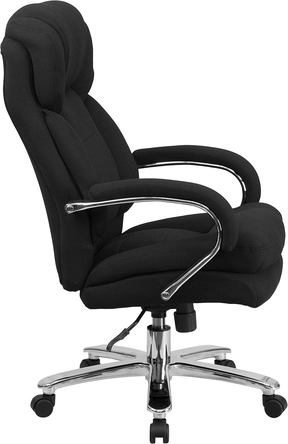 imageFlash Furniture Hercules Series Swivel Office Chair with Loop Arms Ergonomic HighBack Executive Chair with Padded Seat and Arms BlackBlack Fabric