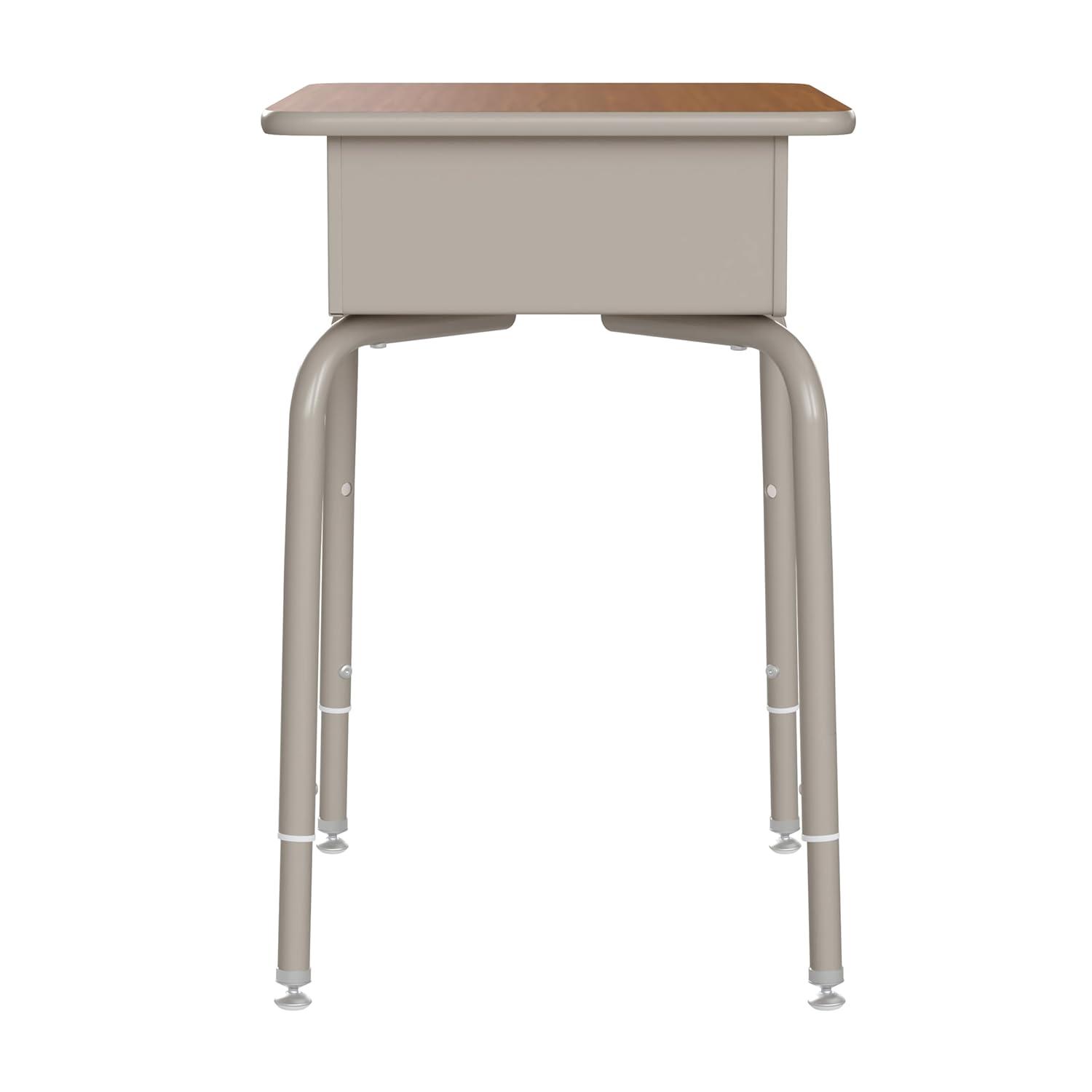 imageFlash Furniture Hercules Student Desk with Open Front Metal Book Box Desktop and Frame and HeavyDuty Flex Comfort Classroom Stack Set of 1 Natural TopBlack ChairWalnut TopBlack Chair