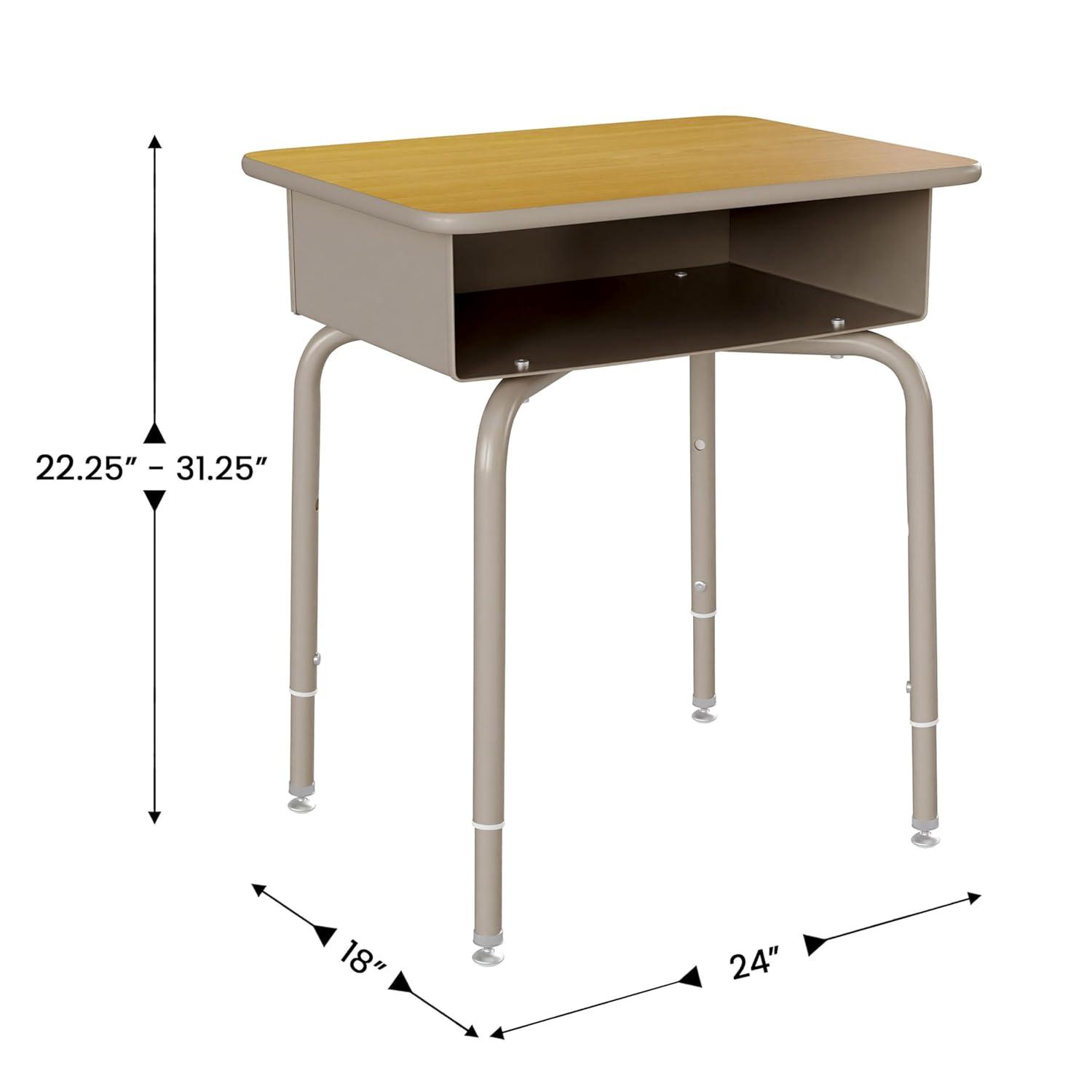 imageFlash Furniture Hercules Student Desk with Open Front Metal Book Box Desktop and Frame and HeavyDuty Flex Comfort Classroom Stack Set of 1 Natural TopBlack ChairMaple TopNavy Chair