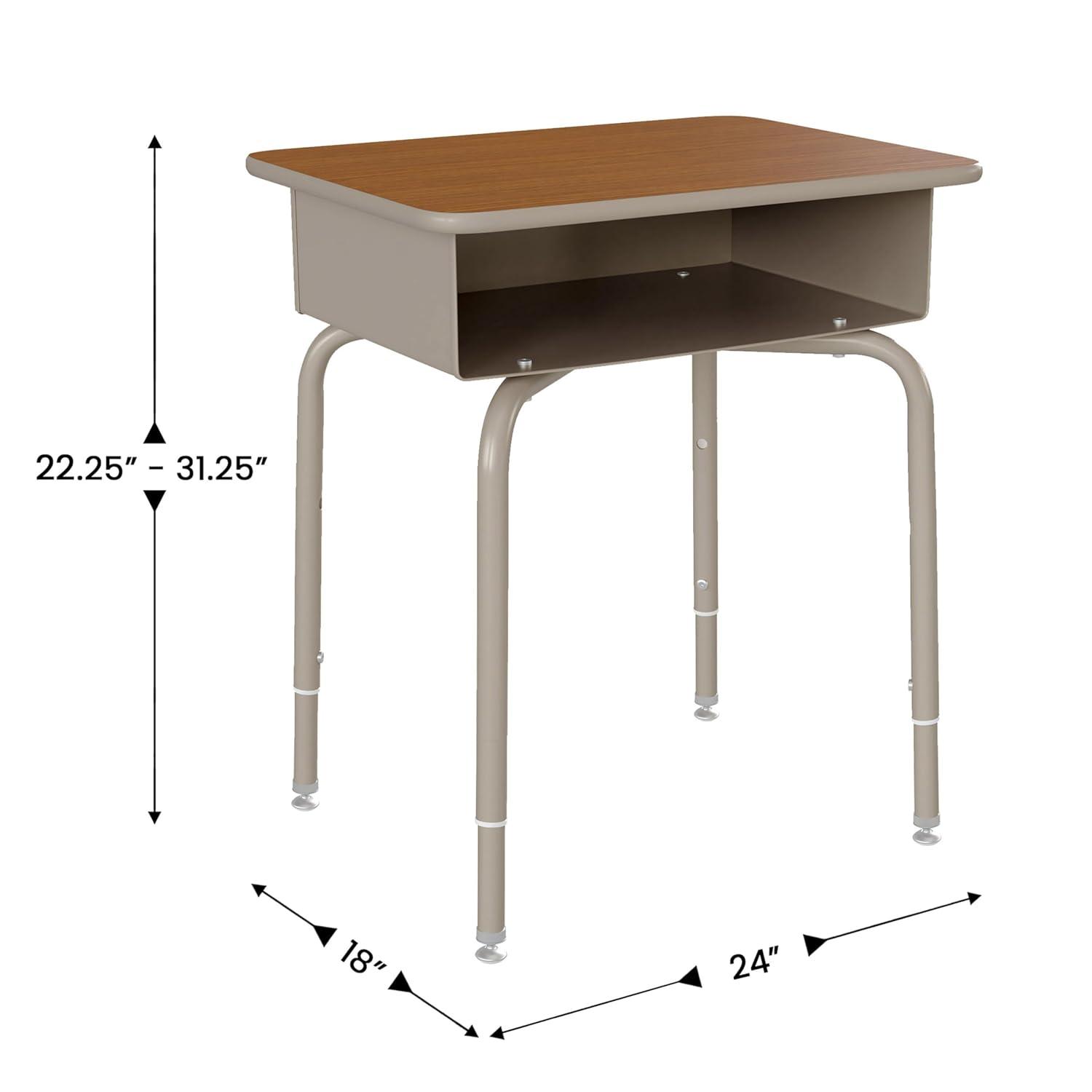imageFlash Furniture Hercules Student Desk with Open Front Metal Book Box Desktop and Frame and HeavyDuty Flex Comfort Classroom Stack Set of 1 Natural TopBlack ChairWalnut TopBlack Chair