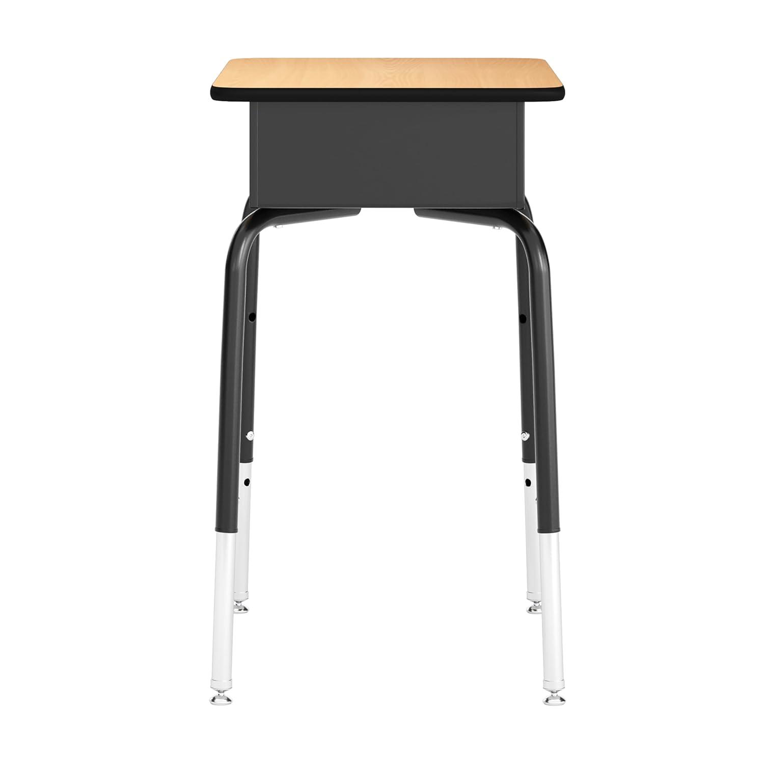 imageFlash Furniture Hercules Student Desk with Open Front Metal Book Box Desktop and Frame and HeavyDuty Flex Comfort Classroom Stack Set of 1 Natural TopBlack ChairNatural TopNavy Chair