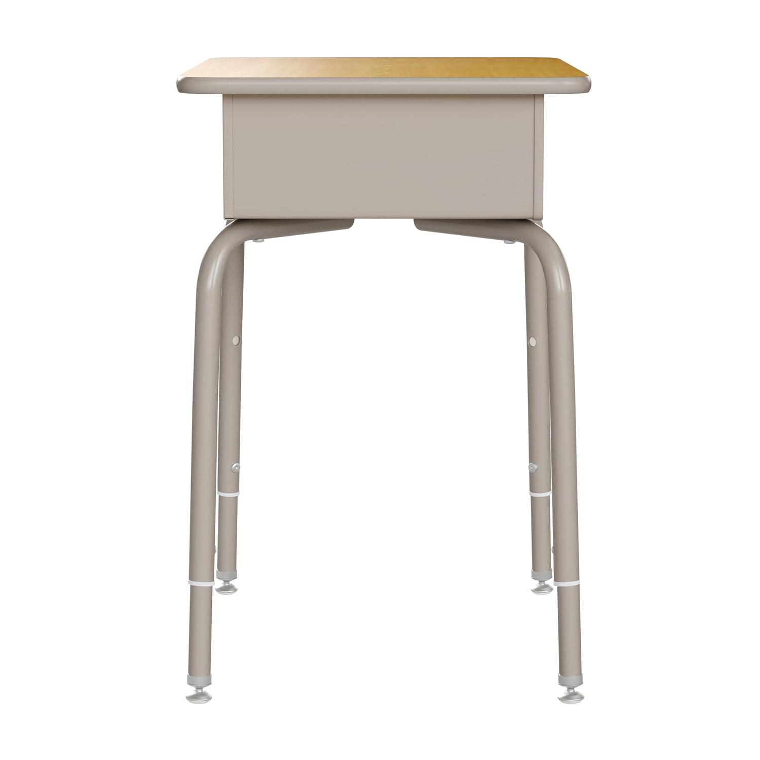 imageFlash Furniture Hercules Student Desk with Open Front Metal Book Box Desktop and Frame and HeavyDuty Flex Comfort Classroom Stack Set of 1 Natural TopBlack ChairMaple TopNavy Chair