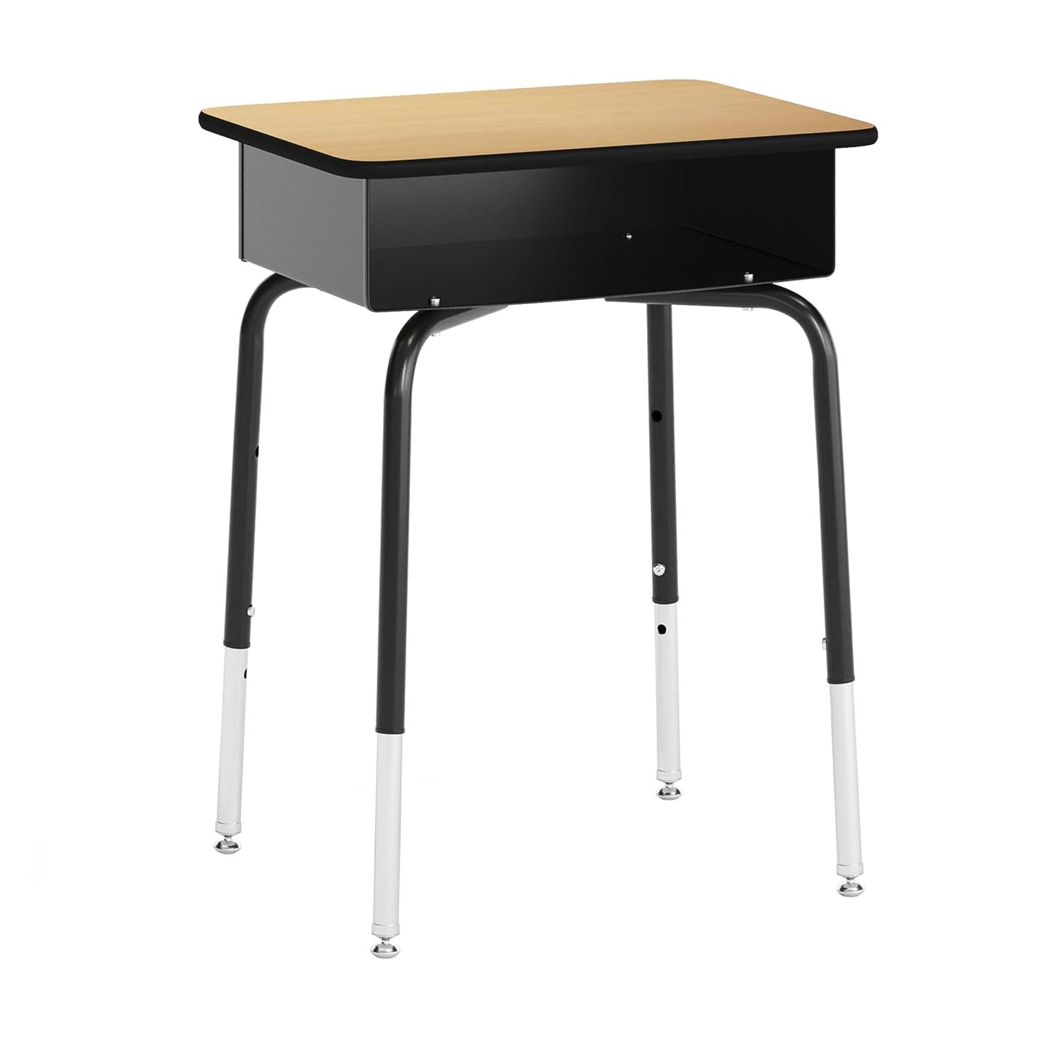 imageFlash Furniture Hercules Student Desk with Open Front Metal Book Box Desktop and Frame and HeavyDuty Flex Comfort Classroom Stack Set of 1 Natural TopBlack ChairNatural TopBlack Chair