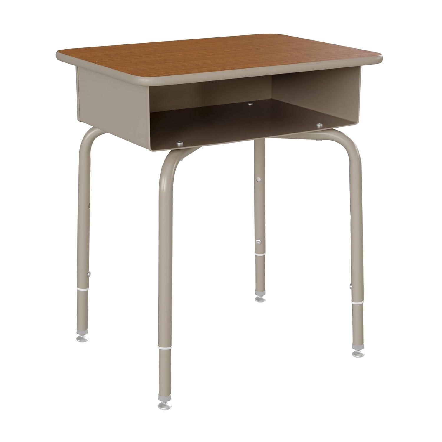 imageFlash Furniture Hercules Student Desk with Open Front Metal Book Box Desktop and Frame and HeavyDuty Flex Comfort Classroom Stack Set of 1 Natural TopBlack ChairWalnut TopNavy Chair