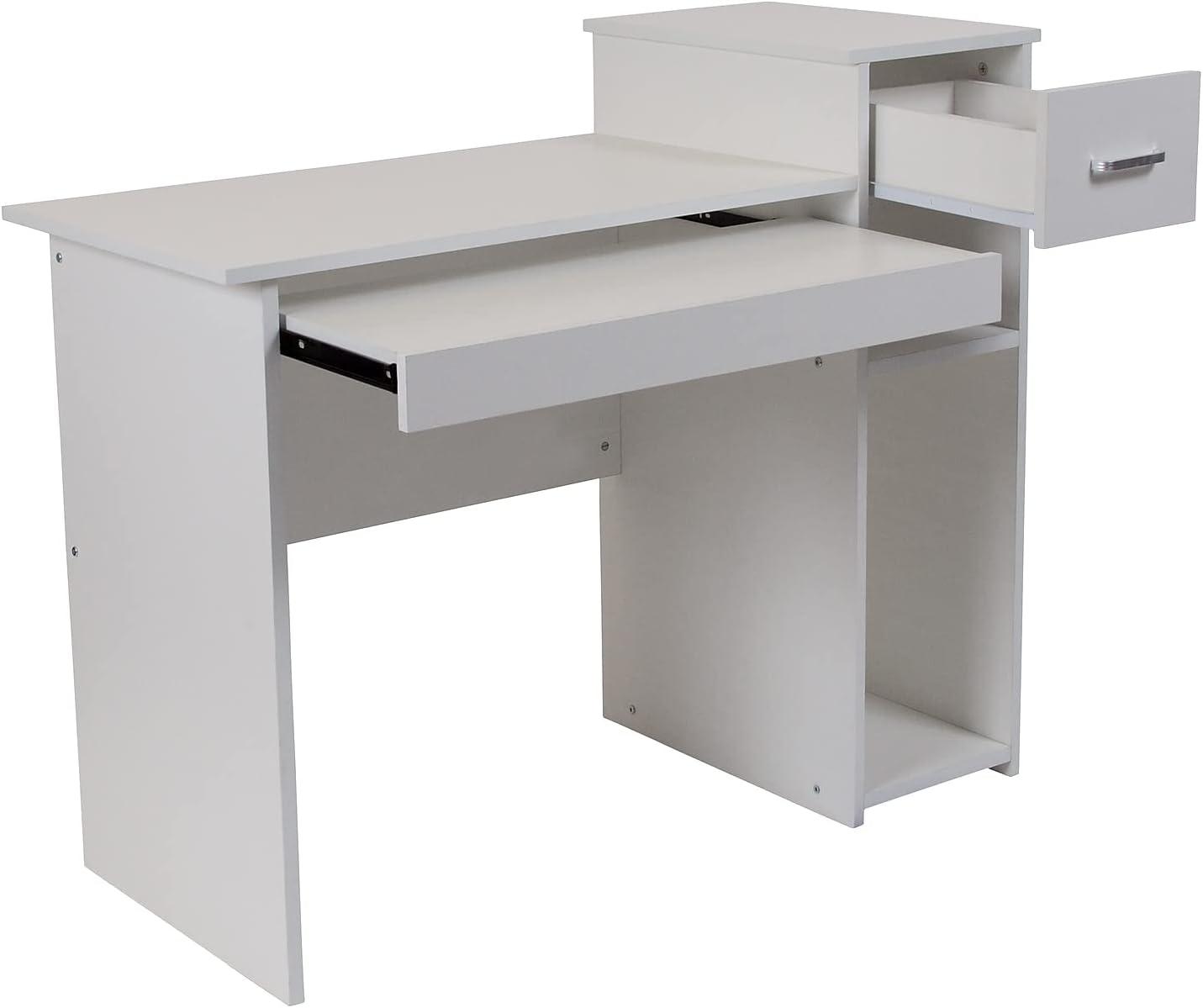 imageFlash Furniture Highland Park White Computer Desk with Shelves and DrawerWhite