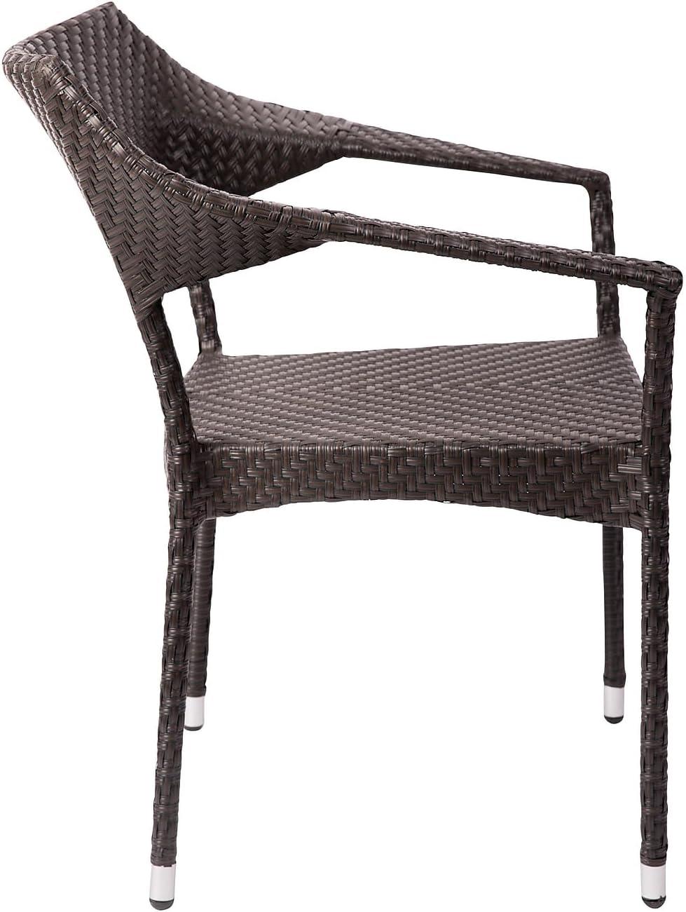 imageFlash Furniture Jace Commercial Grade Stacking Weather PE Rattan Wicker Patio Dining Chair Set of 1 NaturalEspresso