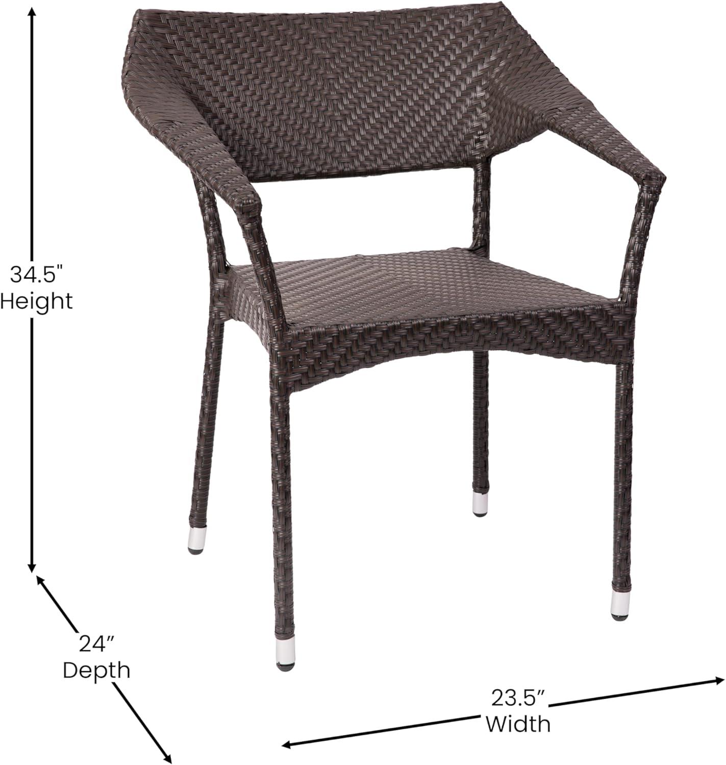 imageFlash Furniture Jace Commercial Grade Stacking Weather PE Rattan Wicker Patio Dining Chair Set of 1 NaturalEspresso