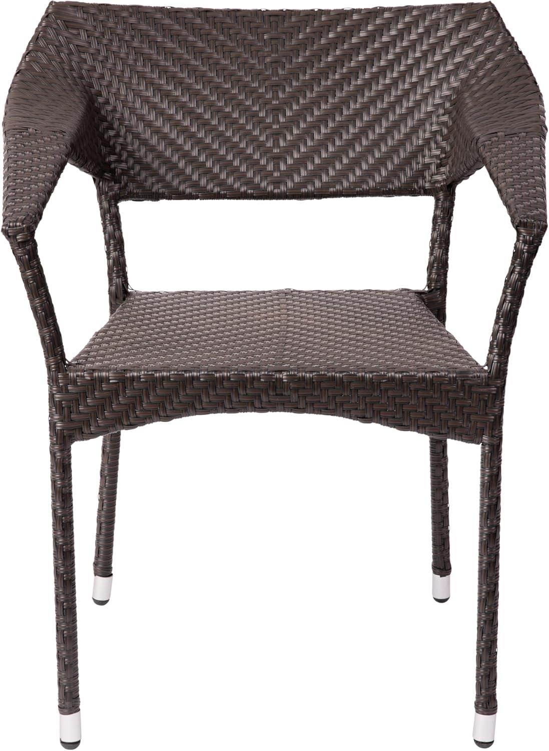 imageFlash Furniture Jace Commercial Grade Stacking Weather PE Rattan Wicker Patio Dining Chair Set of 1 NaturalEspresso