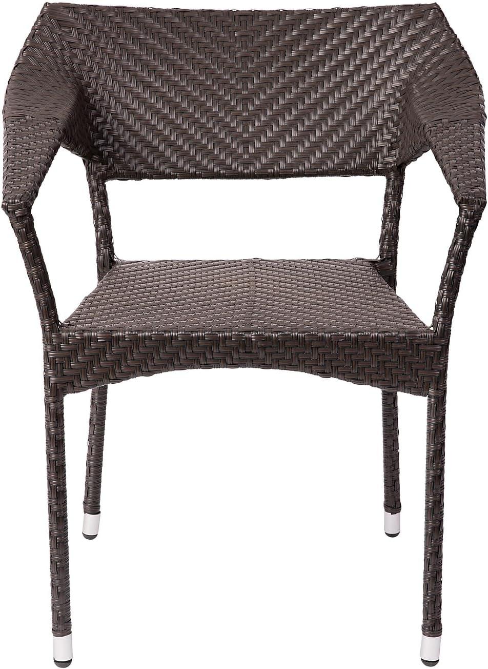 imageFlash Furniture Jace Commercial Grade Stacking Weather PE Rattan Wicker Patio Dining Chair Set of 1 NaturalEspresso