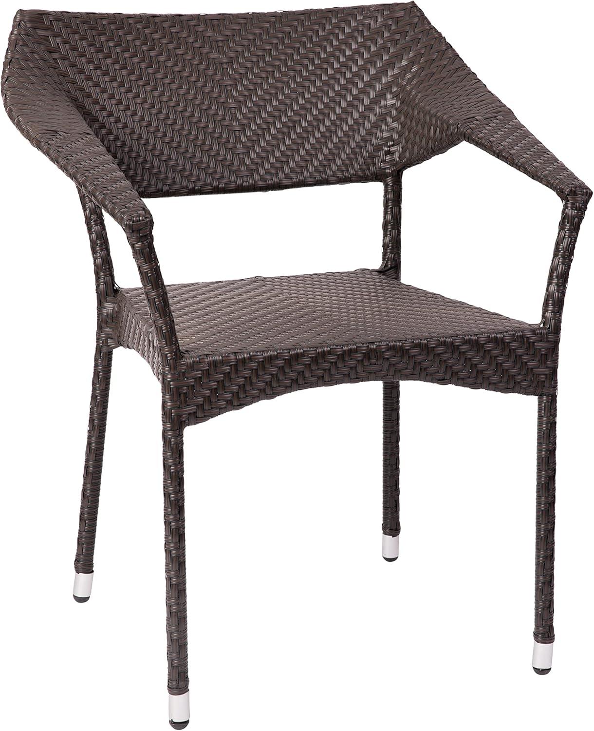 imageFlash Furniture Jace Commercial Grade Stacking Weather PE Rattan Wicker Patio Dining Chair Set of 1 NaturalEspresso