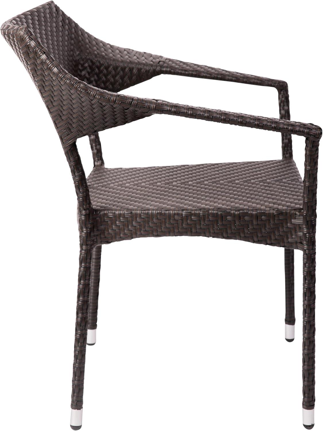 imageFlash Furniture Jace Commercial Grade Stacking Weather PE Rattan Wicker Patio Dining Chair Set of 1 NaturalEspresso