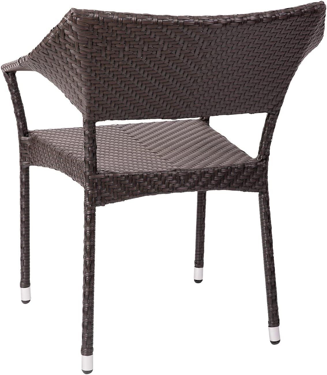 imageFlash Furniture Jace Commercial Grade Stacking Weather PE Rattan Wicker Patio Dining Chair Set of 1 NaturalEspresso