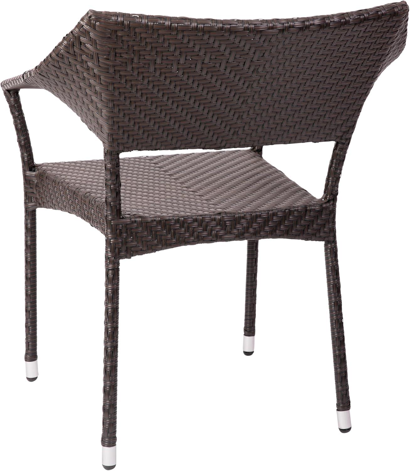 imageFlash Furniture Jace Commercial Grade Stacking Weather PE Rattan Wicker Patio Dining Chair Set of 1 NaturalEspresso