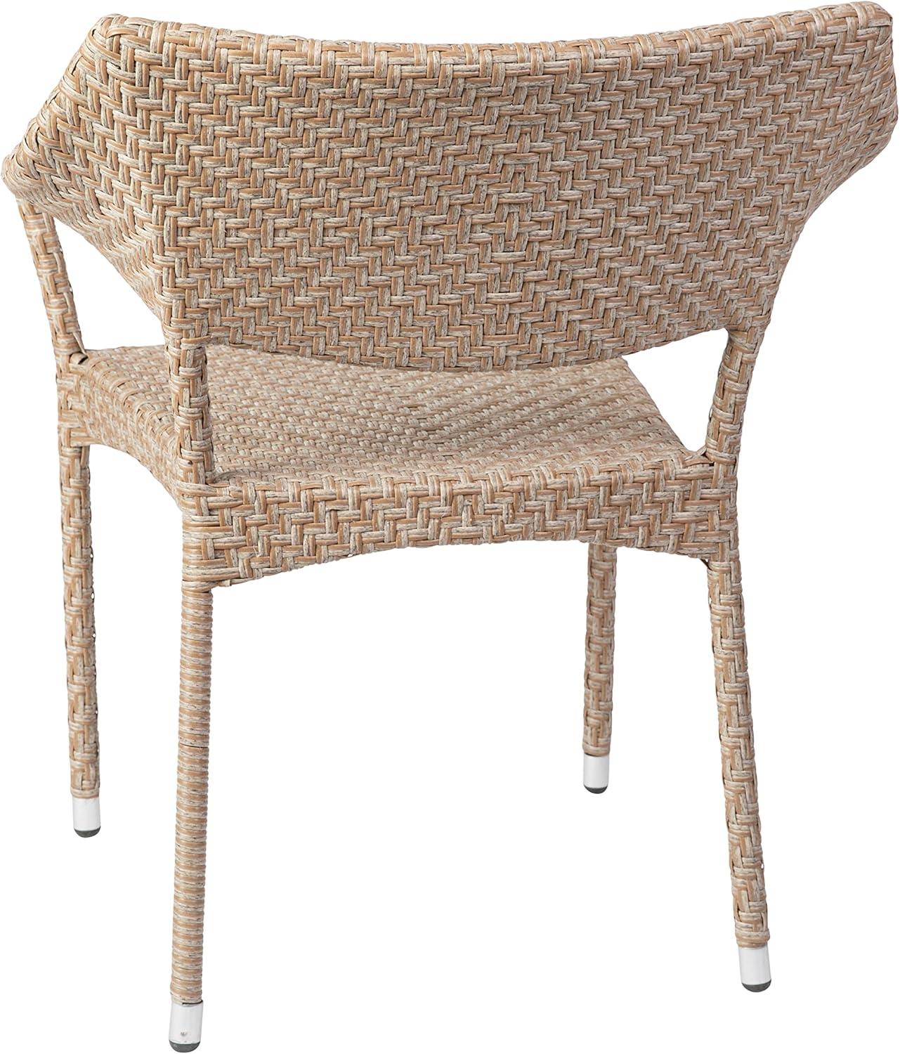 imageFlash Furniture Jace Commercial Grade Stacking Weather PE Rattan Wicker Patio Dining Chair Set of 1 NaturalNatural