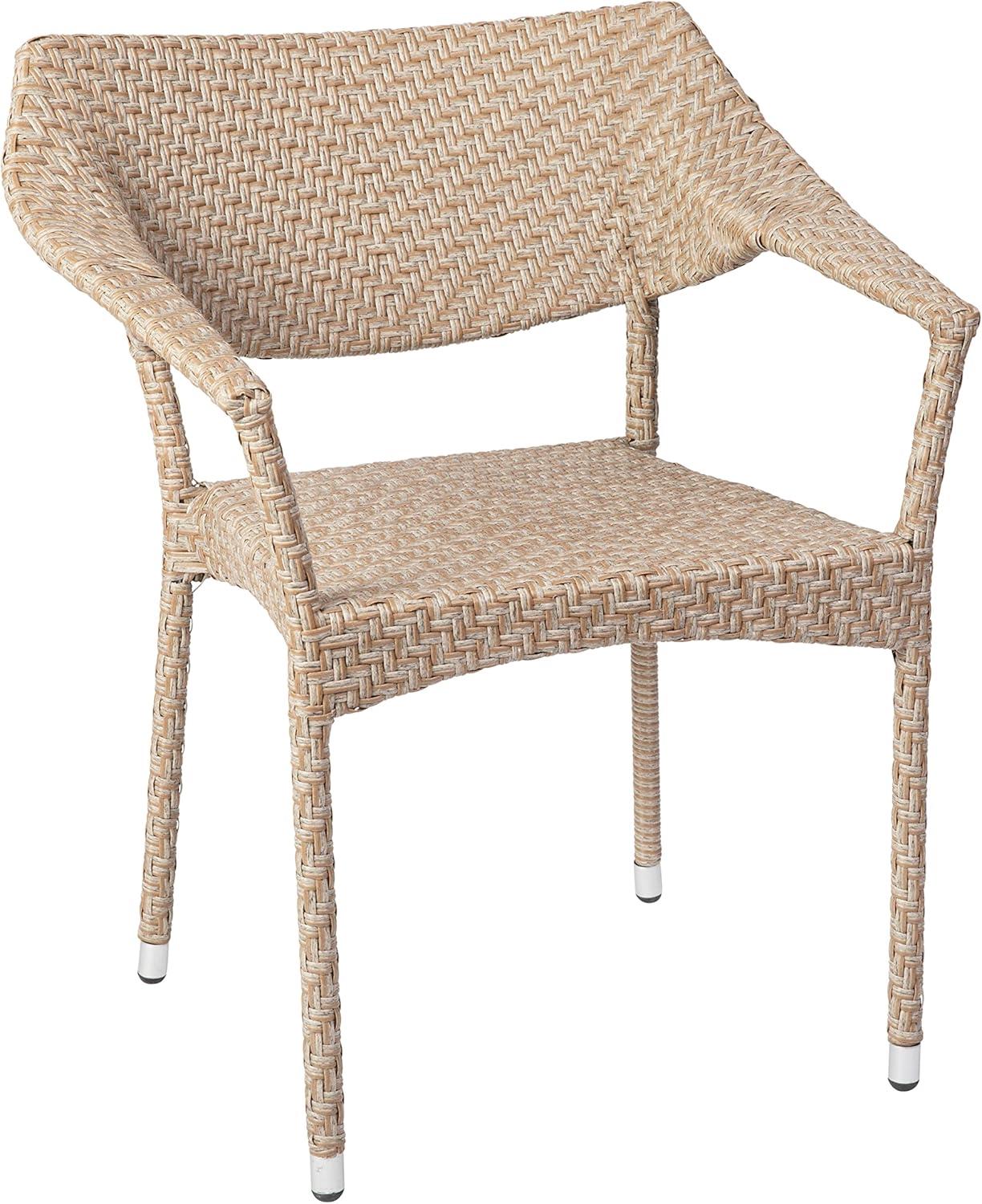 imageFlash Furniture Jace Commercial Grade Stacking Weather PE Rattan Wicker Patio Dining Chair Set of 1 NaturalNatural