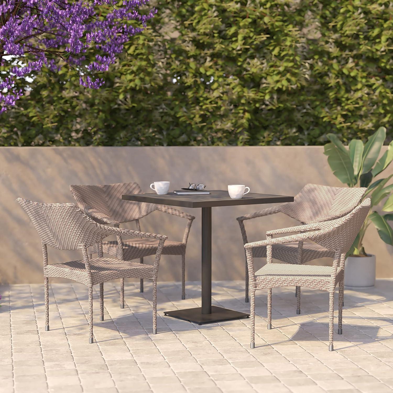 imageFlash Furniture Jace Commercial Grade Stacking Weather PE Rattan Wicker Patio Dining Chair Set of 1 NaturalNatural