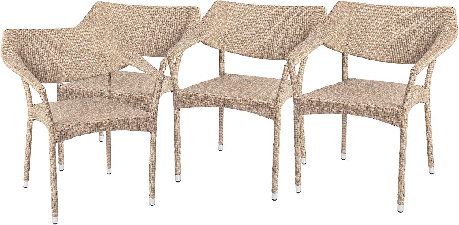 imageFlash Furniture Jace Commercial Grade Stacking Weather PE Rattan Wicker Patio Dining Chair Set of 1 NaturalNatural