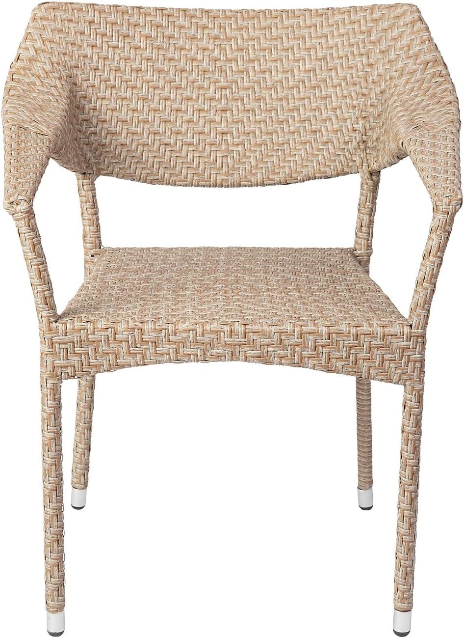 imageFlash Furniture Jace Commercial Grade Stacking Weather PE Rattan Wicker Patio Dining Chair Set of 1 NaturalNatural