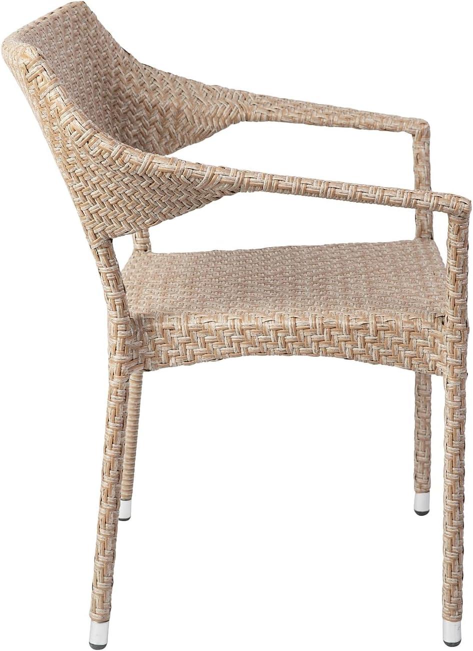 imageFlash Furniture Jace Commercial Grade Stacking Weather PE Rattan Wicker Patio Dining Chair Set of 1 NaturalNatural