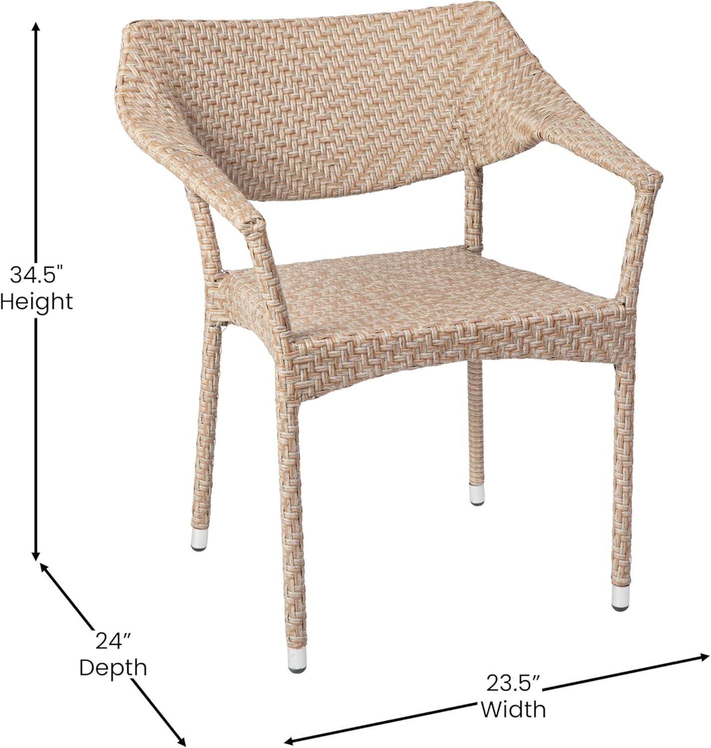imageFlash Furniture Jace Commercial Grade Stacking Weather PE Rattan Wicker Patio Dining Chair Set of 1 NaturalNatural