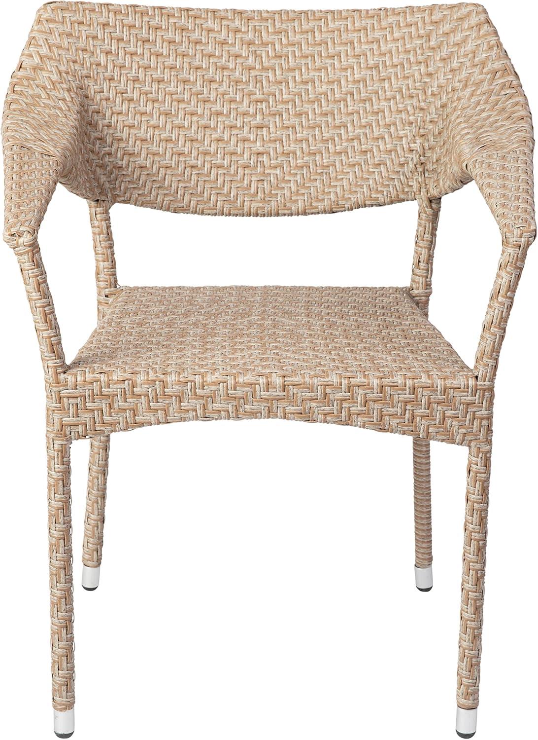 imageFlash Furniture Jace Commercial Grade Stacking Weather PE Rattan Wicker Patio Dining Chair Set of 1 NaturalNatural