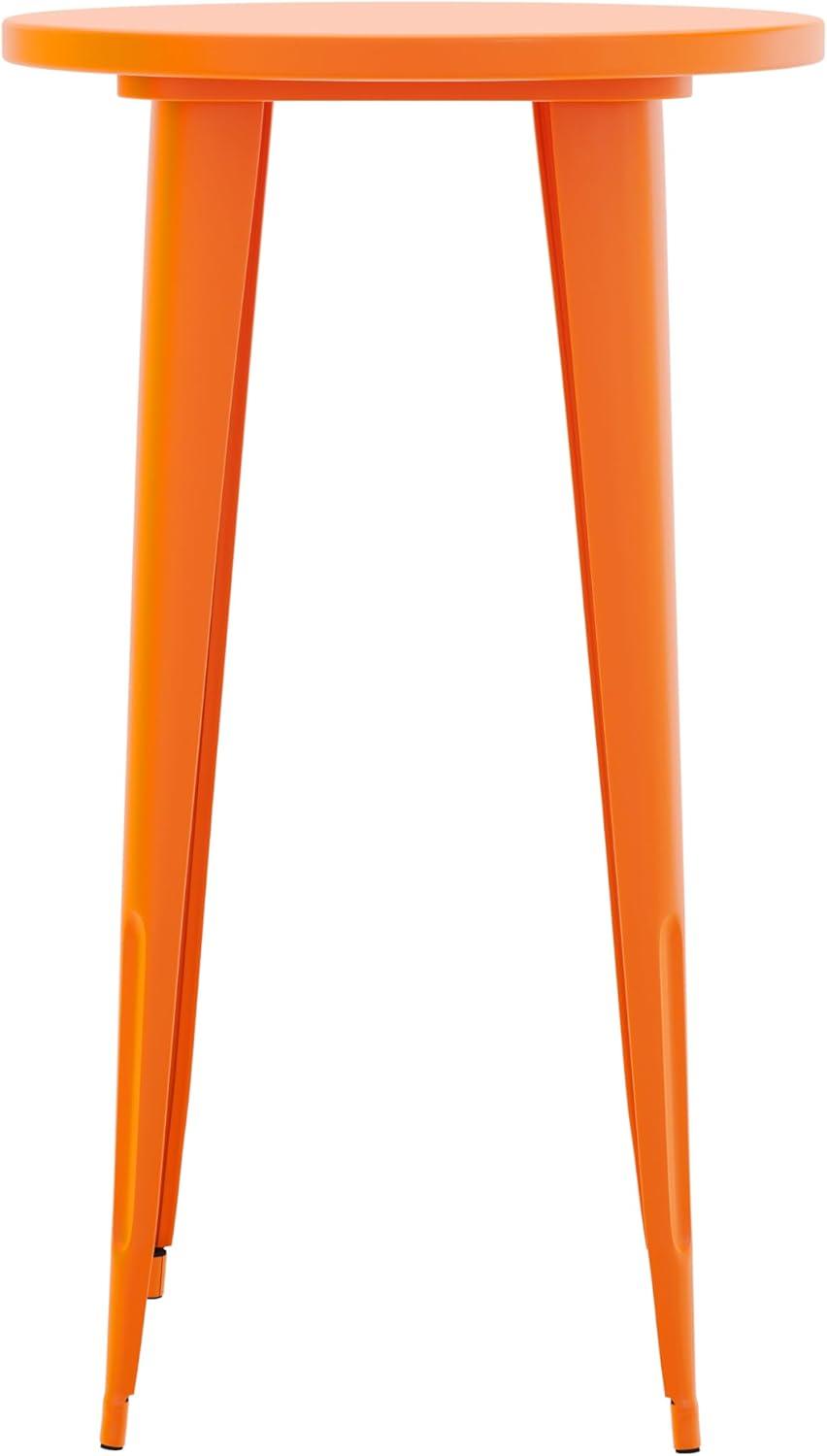 imageFlash Furniture James Commercial Grade 24quot Round Silver Metal IndoorOutdoor Bar Height TableOrange