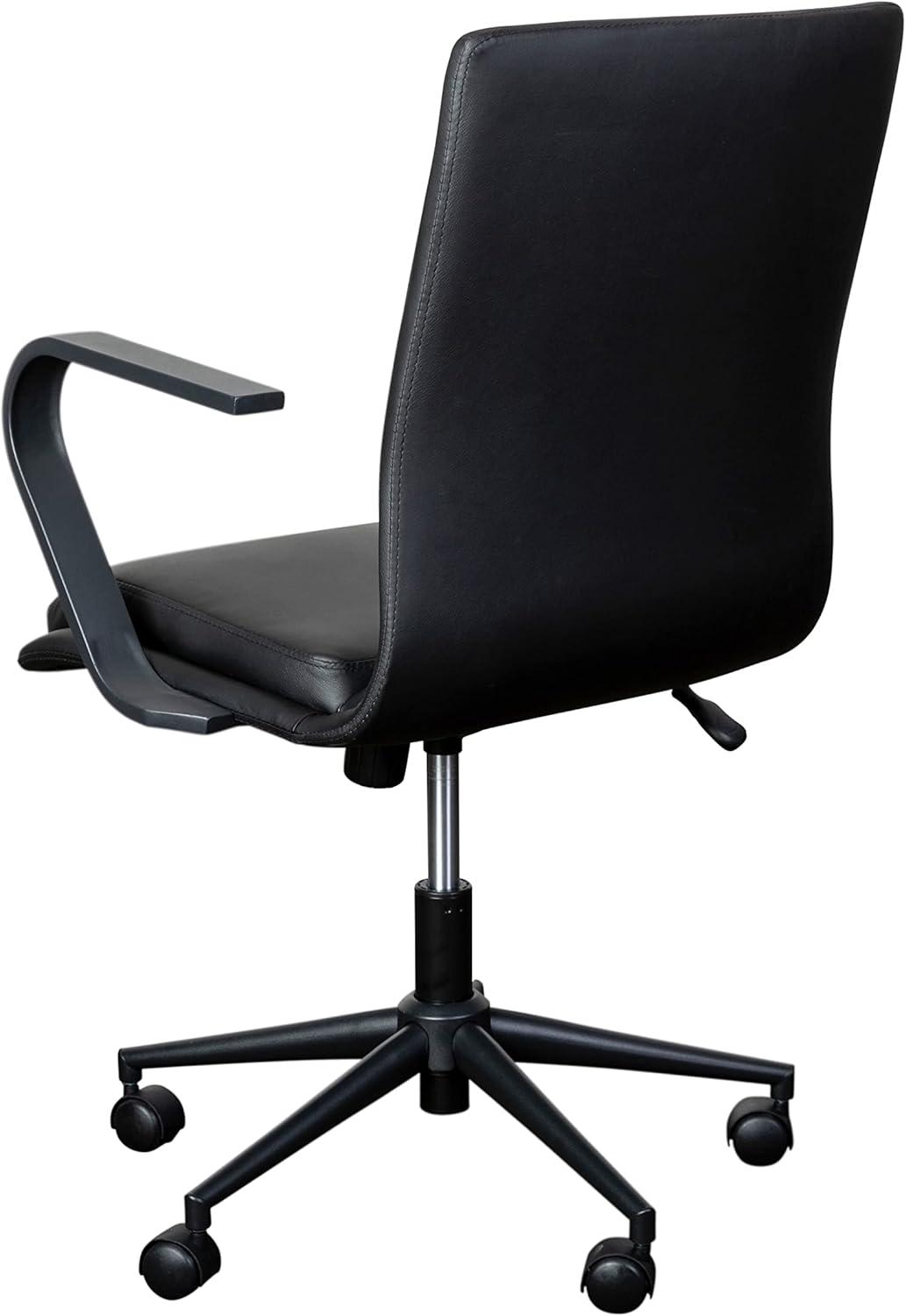 imageFlash Furniture James MidBack Designer Executive Office Chair White LeatherSoft Upholstery Brushed Gold Base and Arms Height Adjustable 360 Swivel SeatBlackBlack
