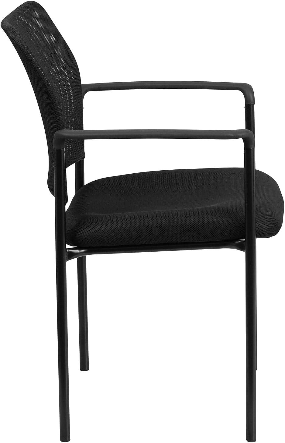 imageFlash Furniture Jana Comfort Mesh Stackable Steel Side Chair with Nylon Arms and Builtin Lumbar Support GrayBlack