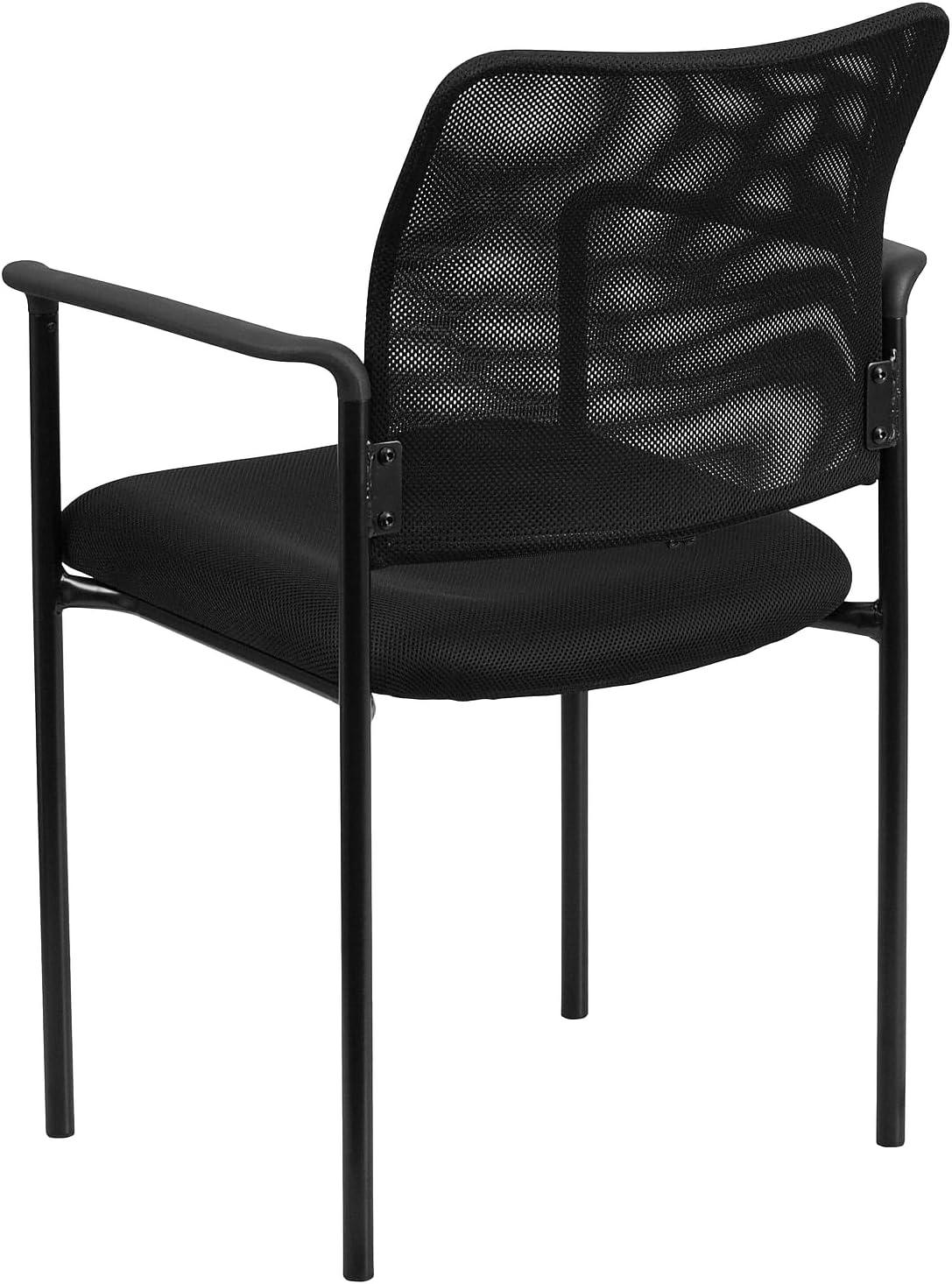 imageFlash Furniture Jana Comfort Mesh Stackable Steel Side Chair with Nylon Arms and Builtin Lumbar Support GrayBlack