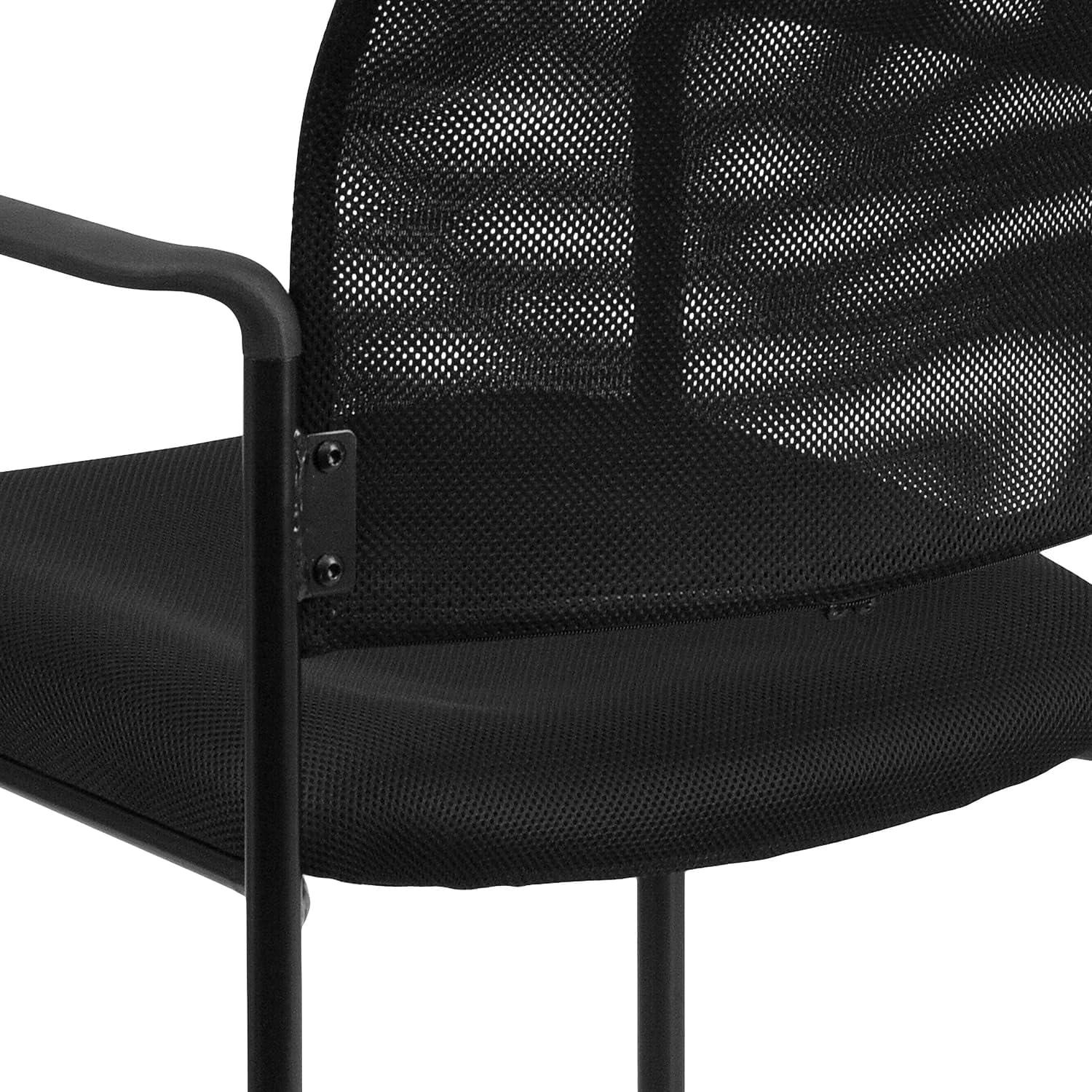 imageFlash Furniture Jana Comfort Mesh Stackable Steel Side Chair with Nylon Arms and Builtin Lumbar Support GrayBlack