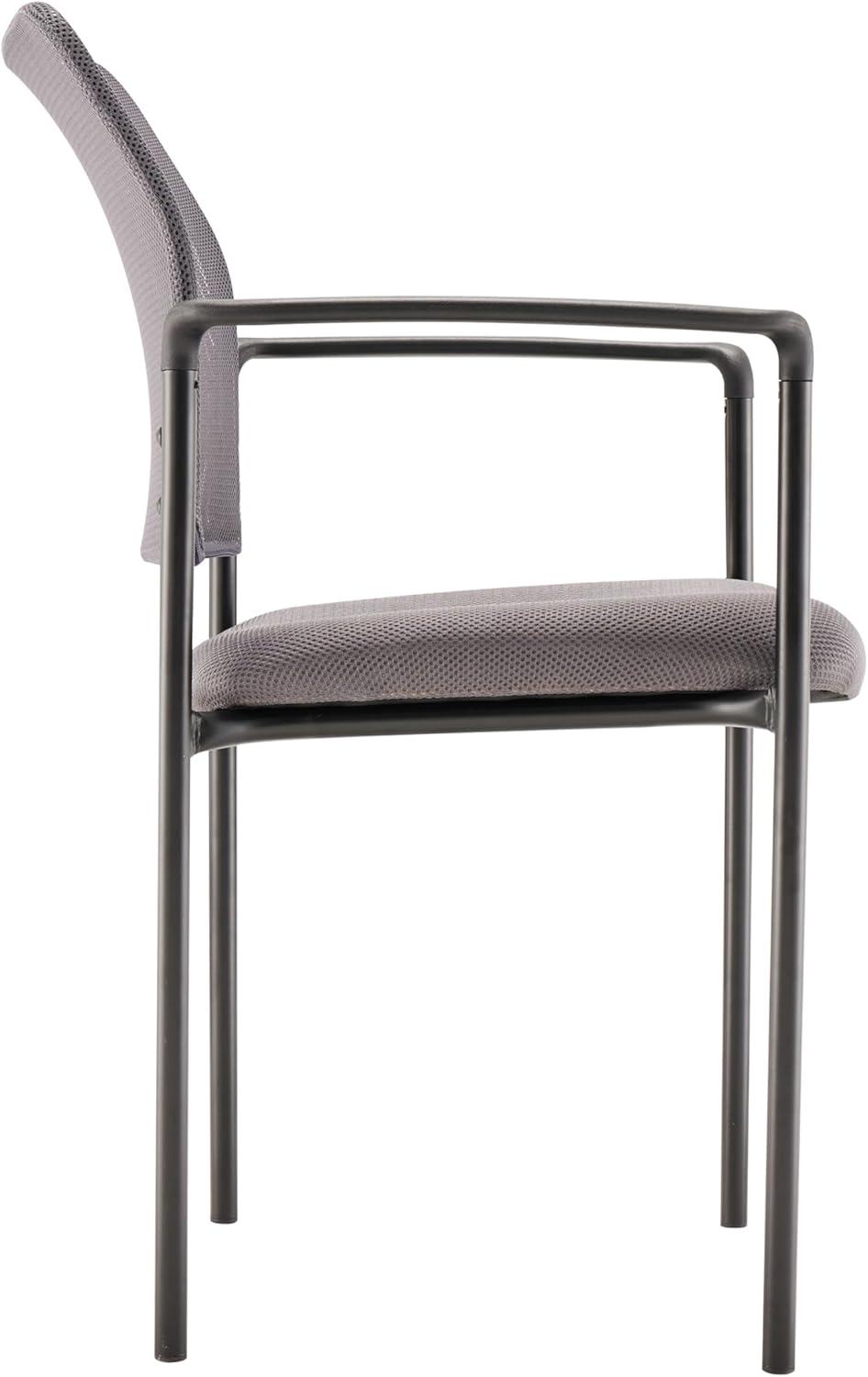 imageFlash Furniture Jana Comfort Mesh Stackable Steel Side Chair with Nylon Arms and Builtin Lumbar Support GrayGrey