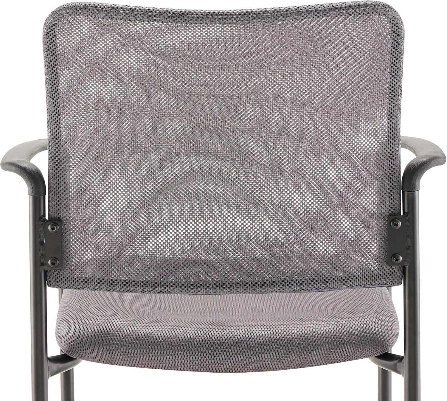 imageFlash Furniture Jana Comfort Mesh Stackable Steel Side Chair with Nylon Arms and Builtin Lumbar Support GrayGrey