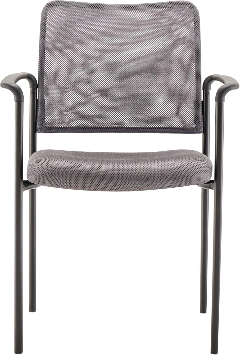 imageFlash Furniture Jana Comfort Mesh Stackable Steel Side Chair with Nylon Arms and Builtin Lumbar Support GrayGrey