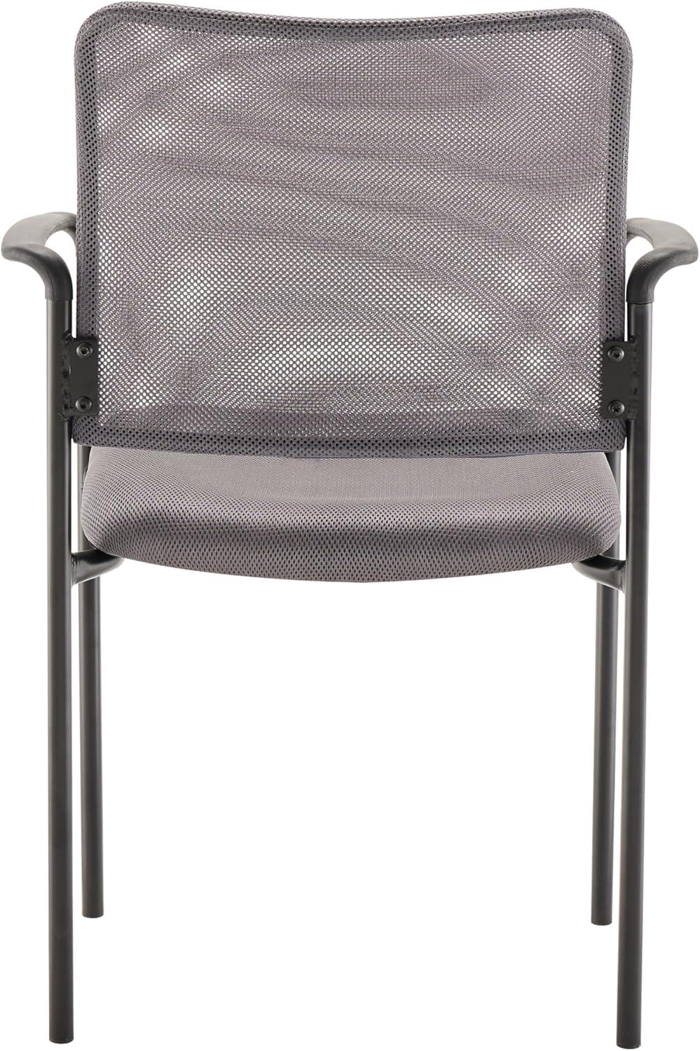 imageFlash Furniture Jana Comfort Mesh Stackable Steel Side Chair with Nylon Arms and Builtin Lumbar Support GrayGrey