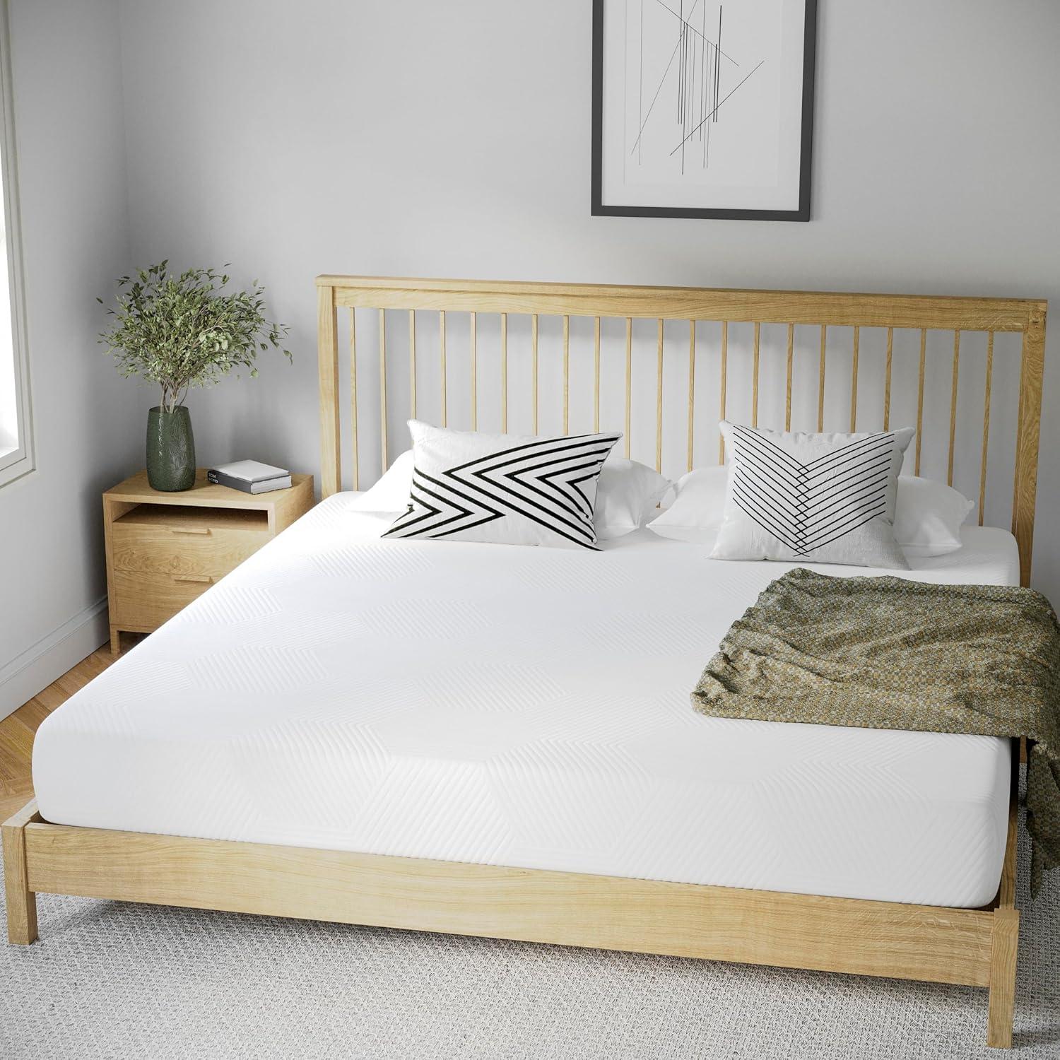 imageFlash Furniture Jasmine 8 Inch Green Tea Memory Foam Mattress Charcoal Infused Supportive Pressure Relief CertiPURUS Certified Foam Twin Mattress in a Box WhiteKing